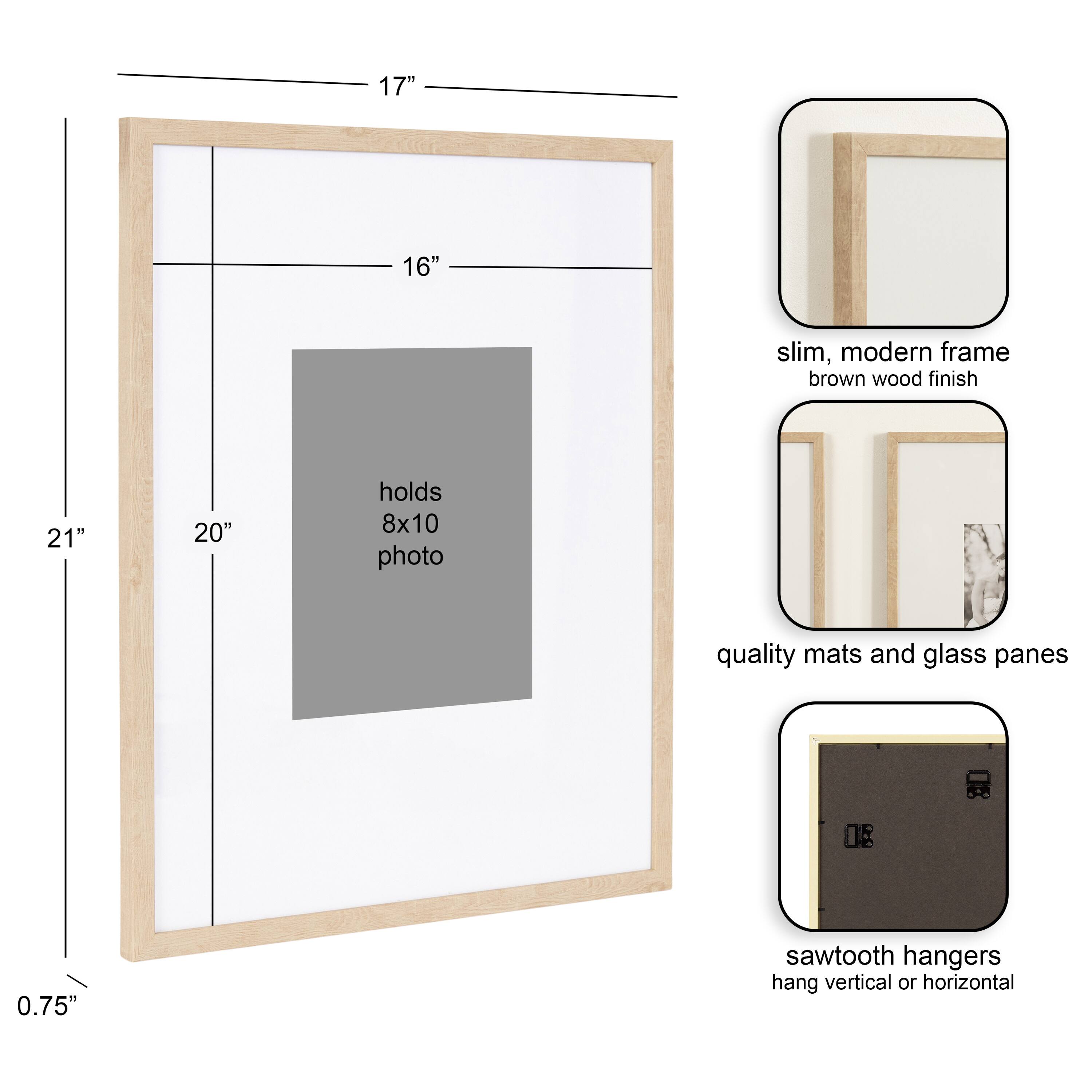 Kate and Laurel Gallery 16" x 20" Photo Picture Frames with 8" x 10" Mat, 3ct.