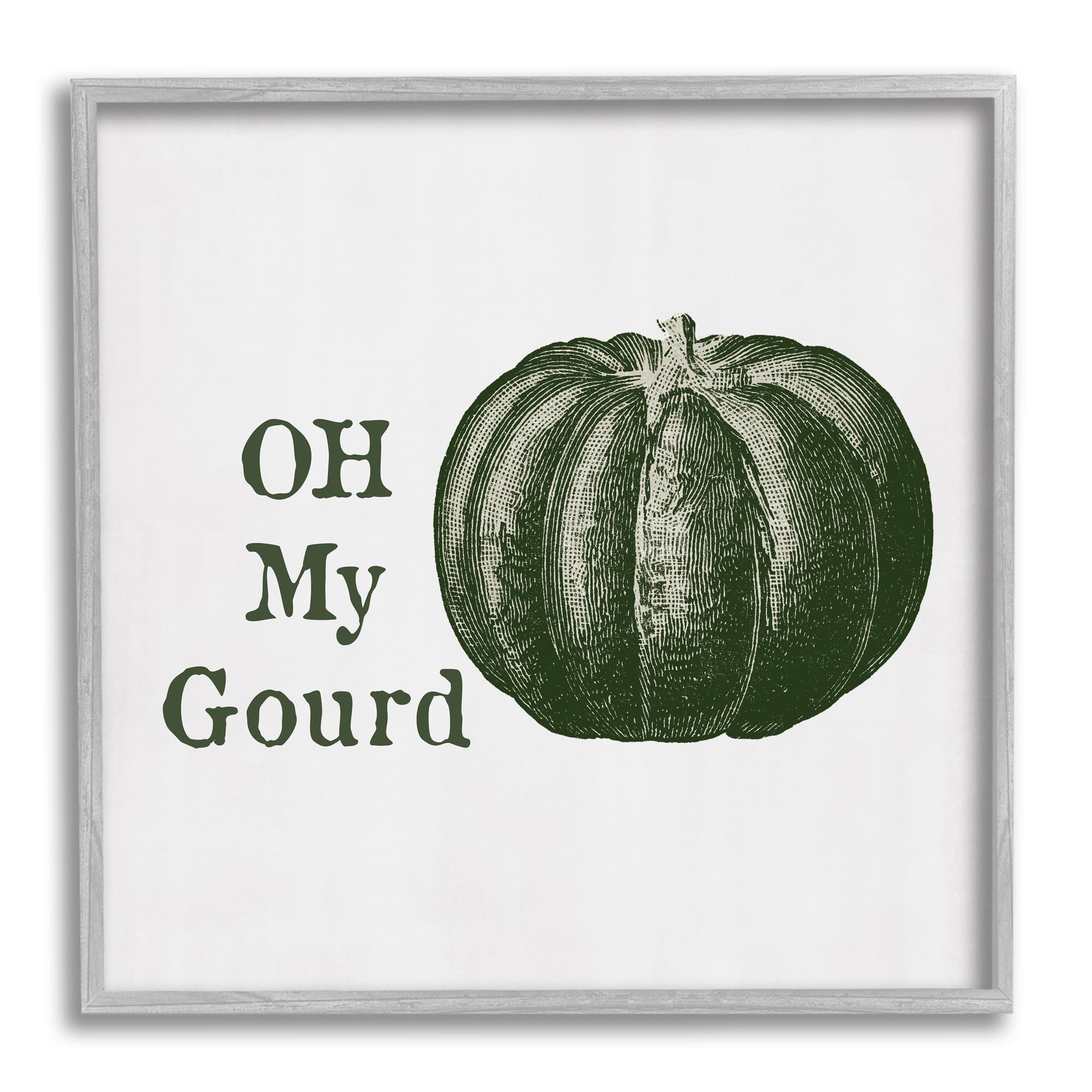 Stupell Industries Oh My Gourd Fall Pumpkin Framed Giclee Art