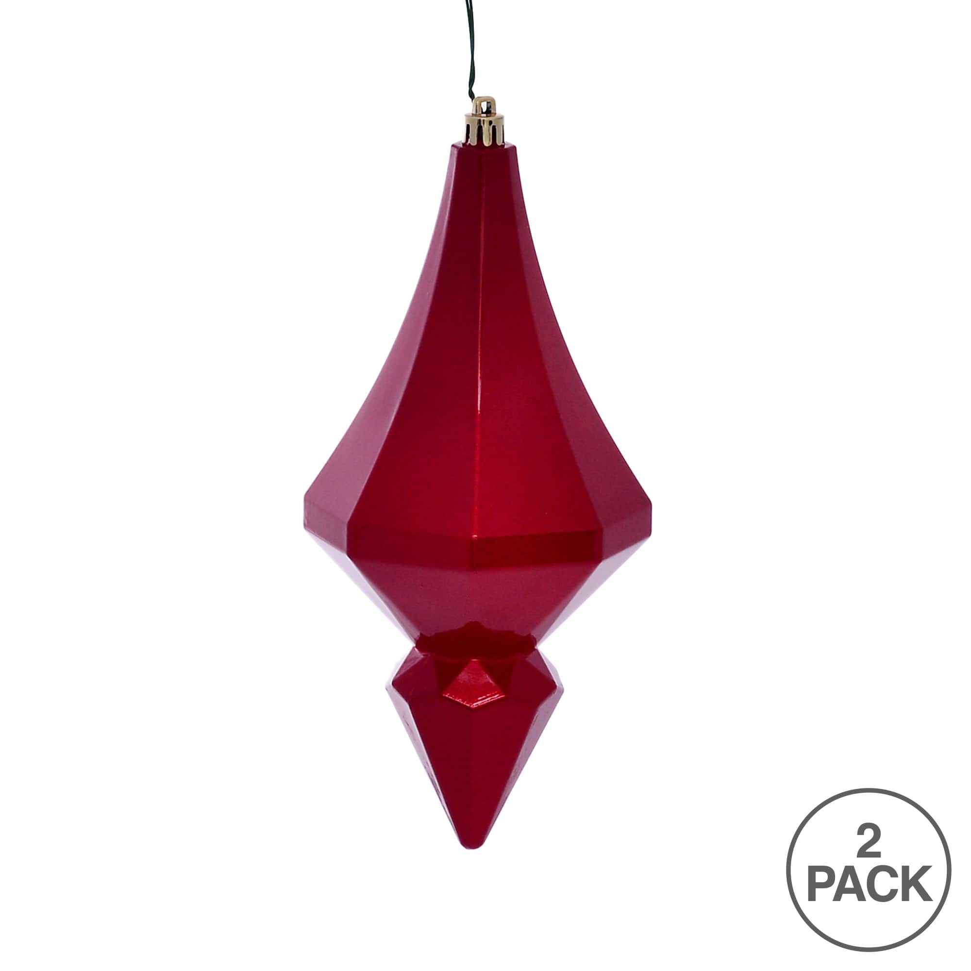 Vickerman 8.5" Red Candy Finish Diamond Finial Ornaments, 2ct.