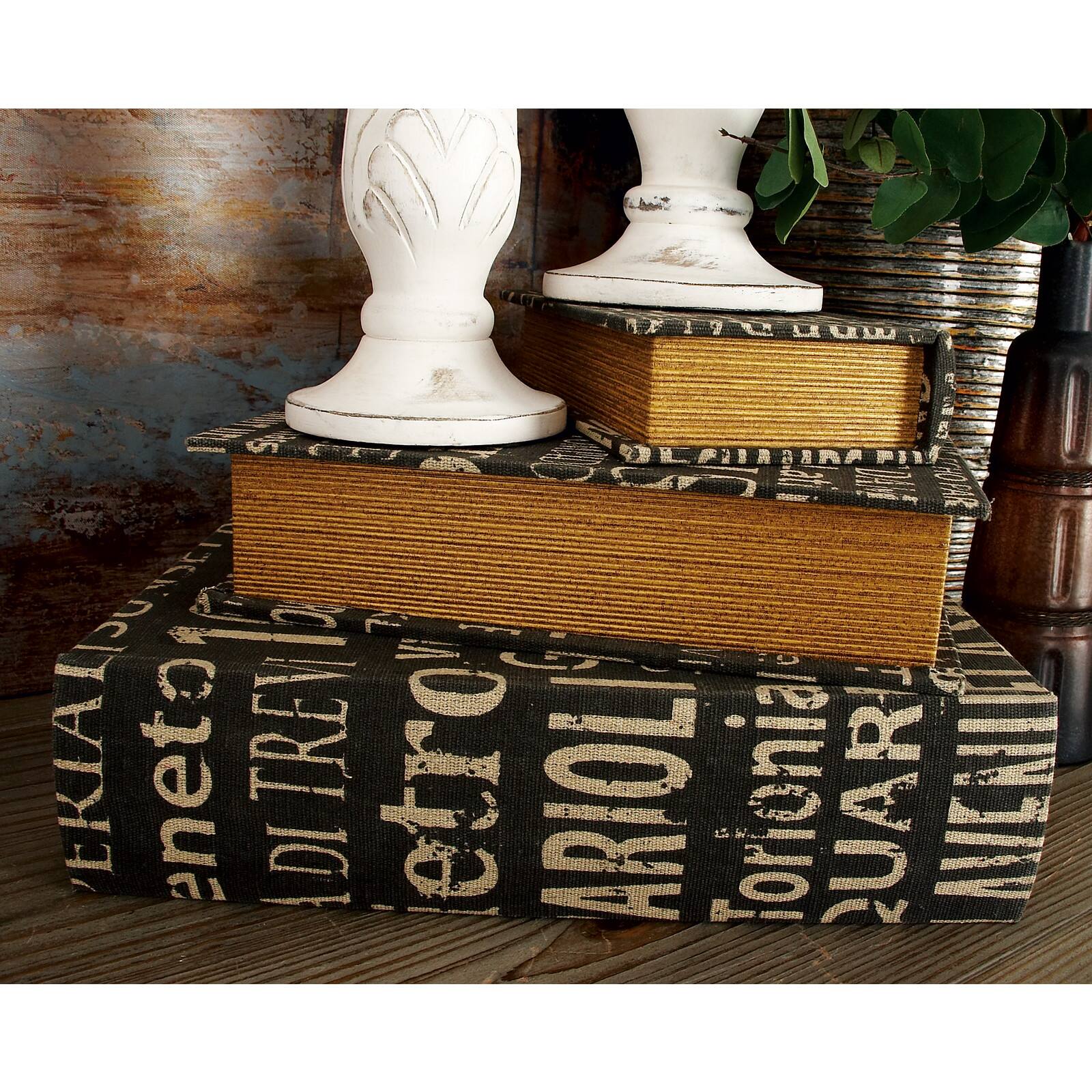 Black French Themed Typography Wood Traditional Box Set