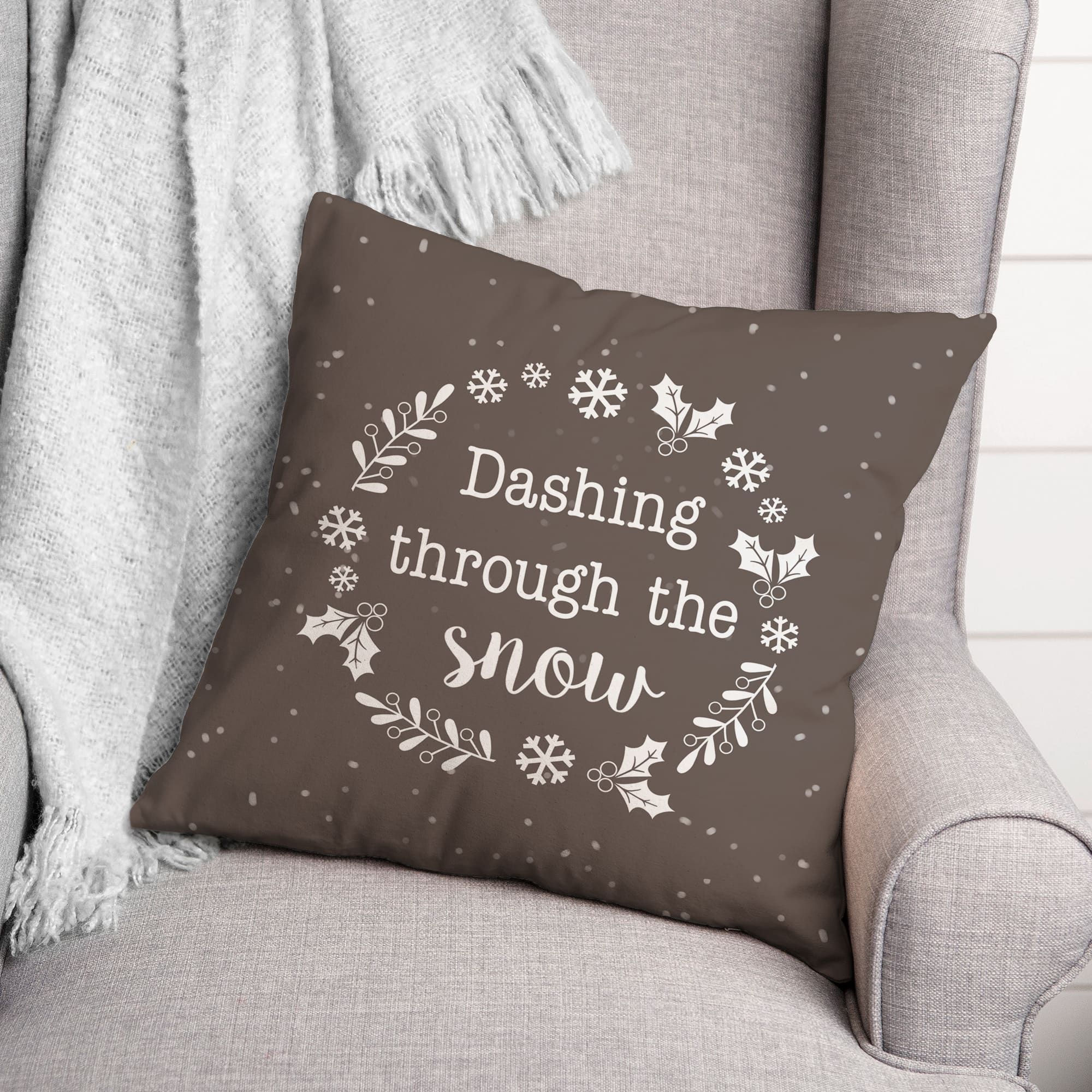 Dashing Through the Snow 18" x 18" Spun Poly Pillow