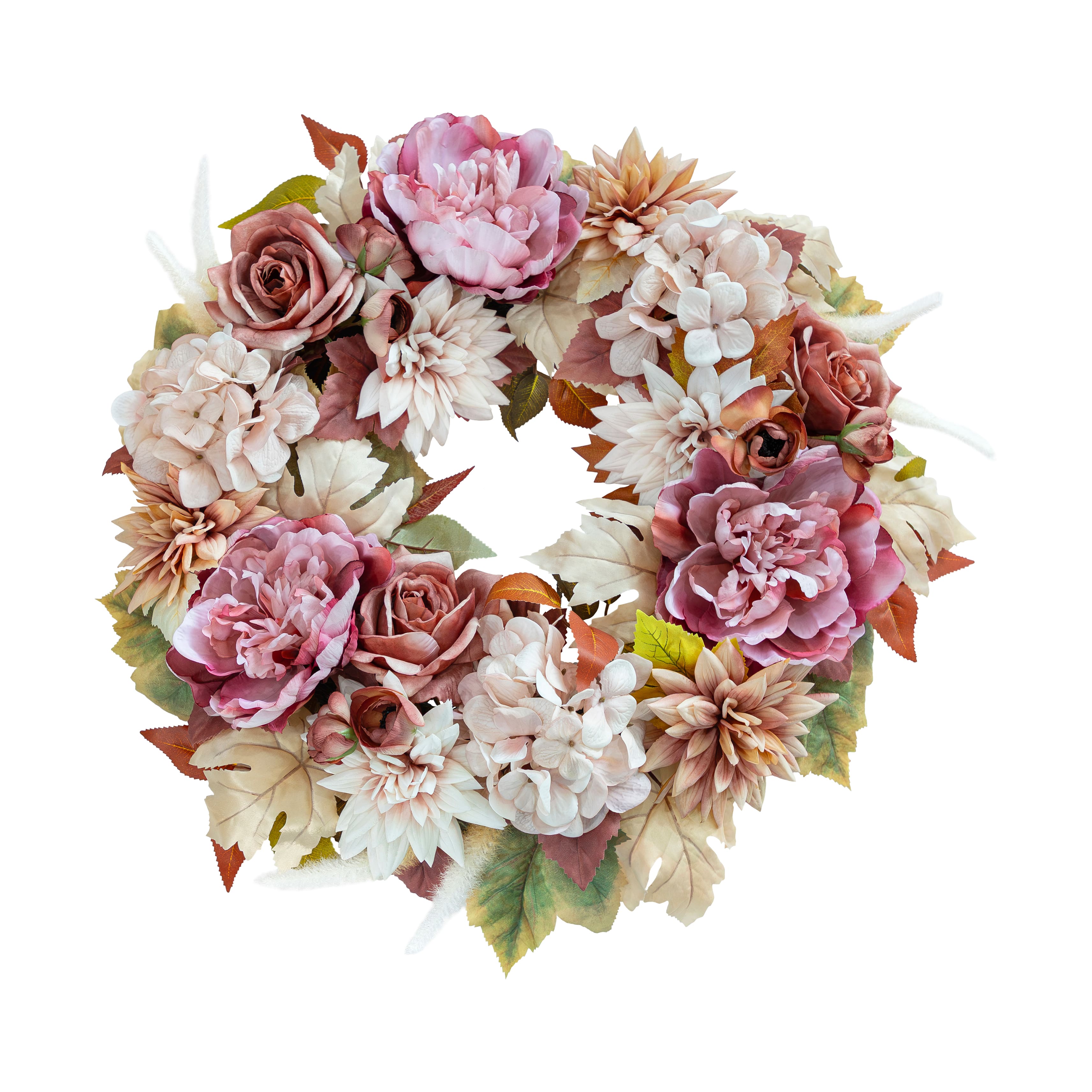 24" Cream Dahlia & Pink Peony Real Touch Wreath by Ashland®