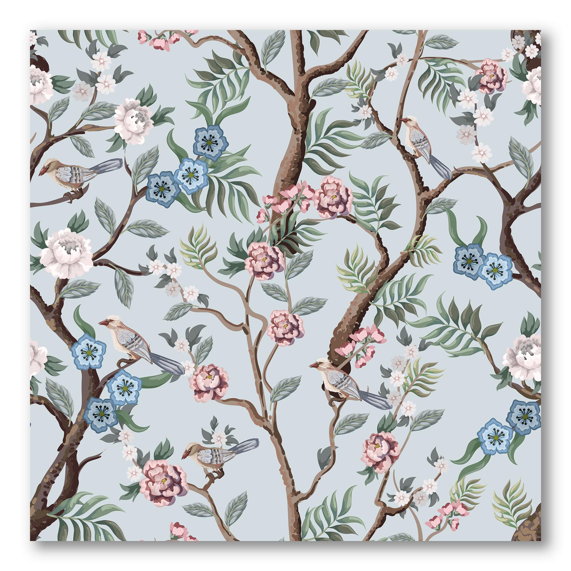 Designart - Chinoiserie With Birds and Peonies X - Traditional Canvas Wall Art Print