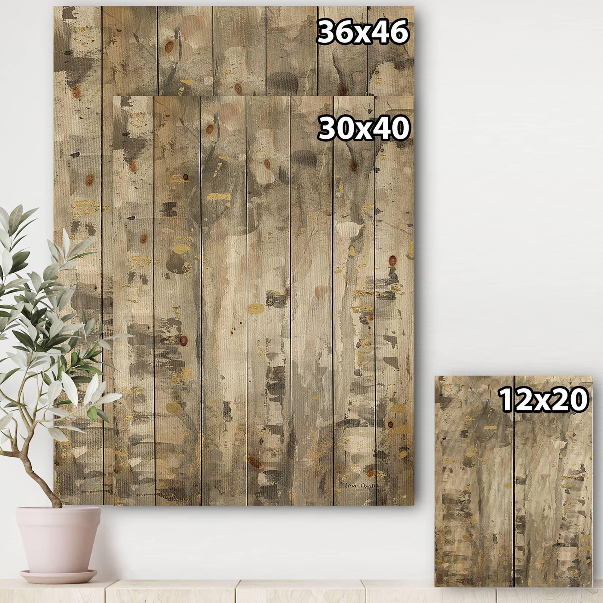 Designart - The Modern Grey Forest II - Farmhouse Print on Natural Pine Wood