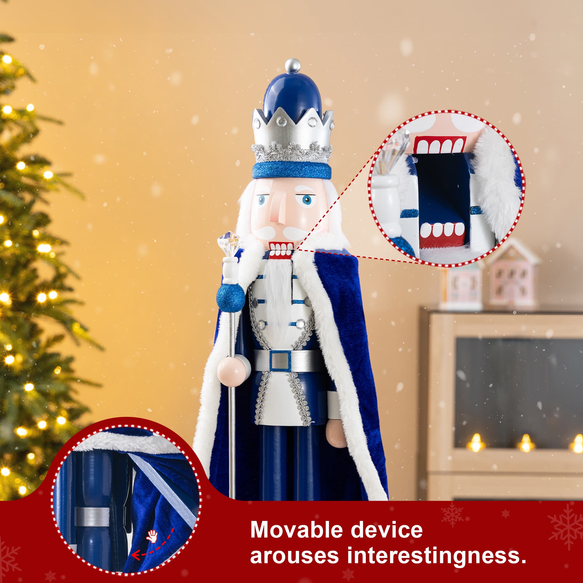 Glitzhome® 24" Wooden Christmas Blue King Nutcracker