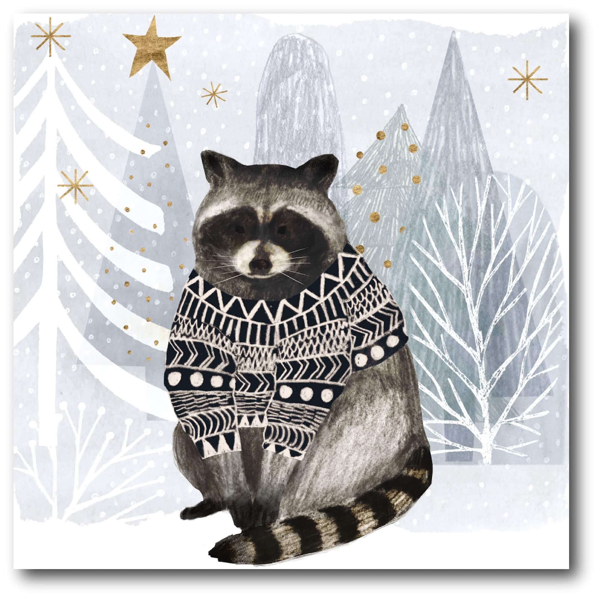 Courtside Market® Cozy Woodland Raccoon in Scarf IV Gallery-Wrapped Canvas Wall Art