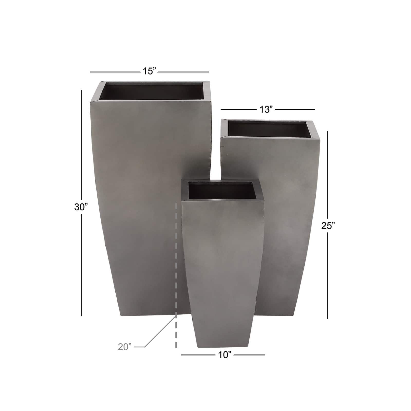 Gray Metal Modern Planter Set