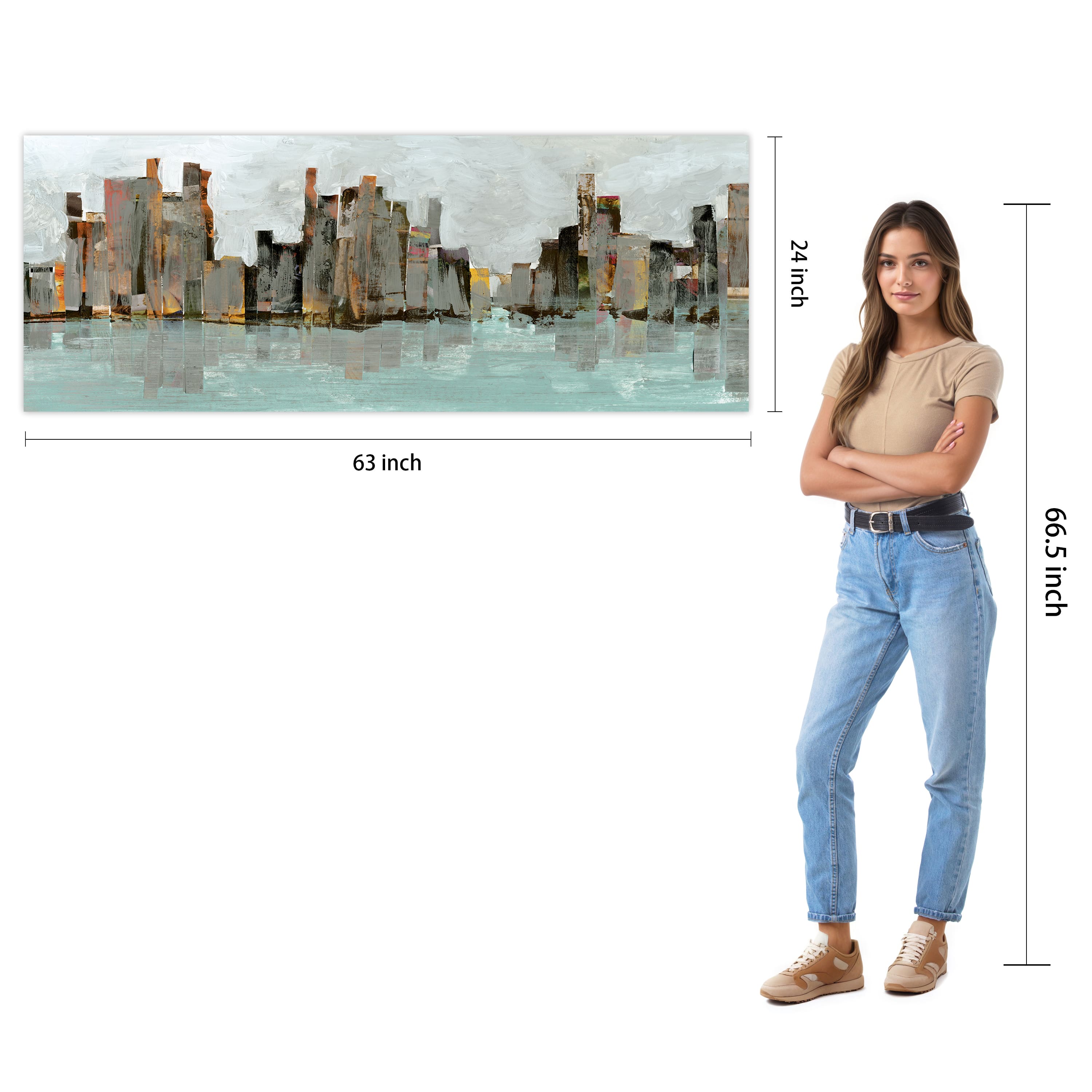 Empire Art Direct 63" x 24" City Abstract Chicago Skyline Frameless Printed Tempered Glass Wall Art
