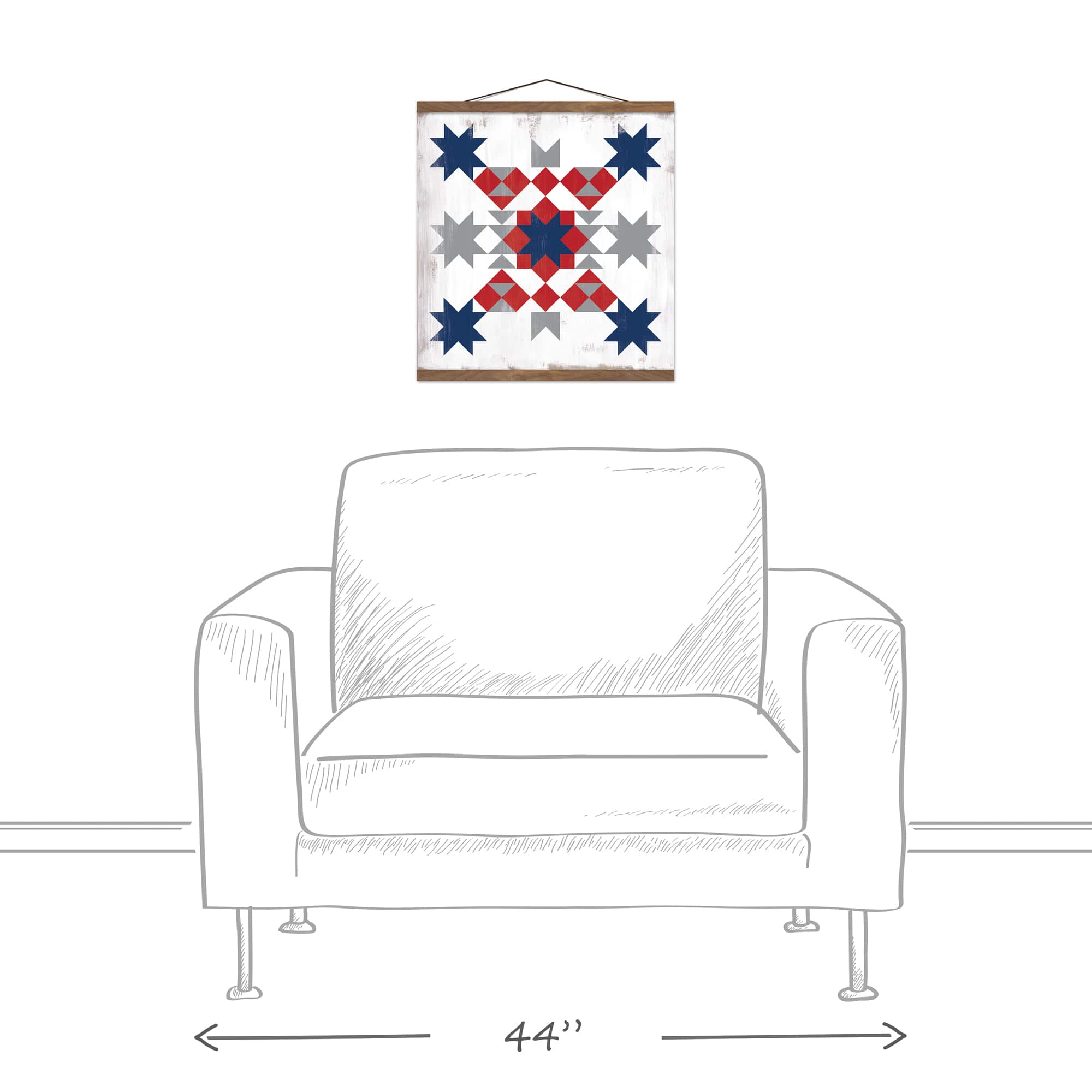 Americana Patchwork Teak Hanging Canvas