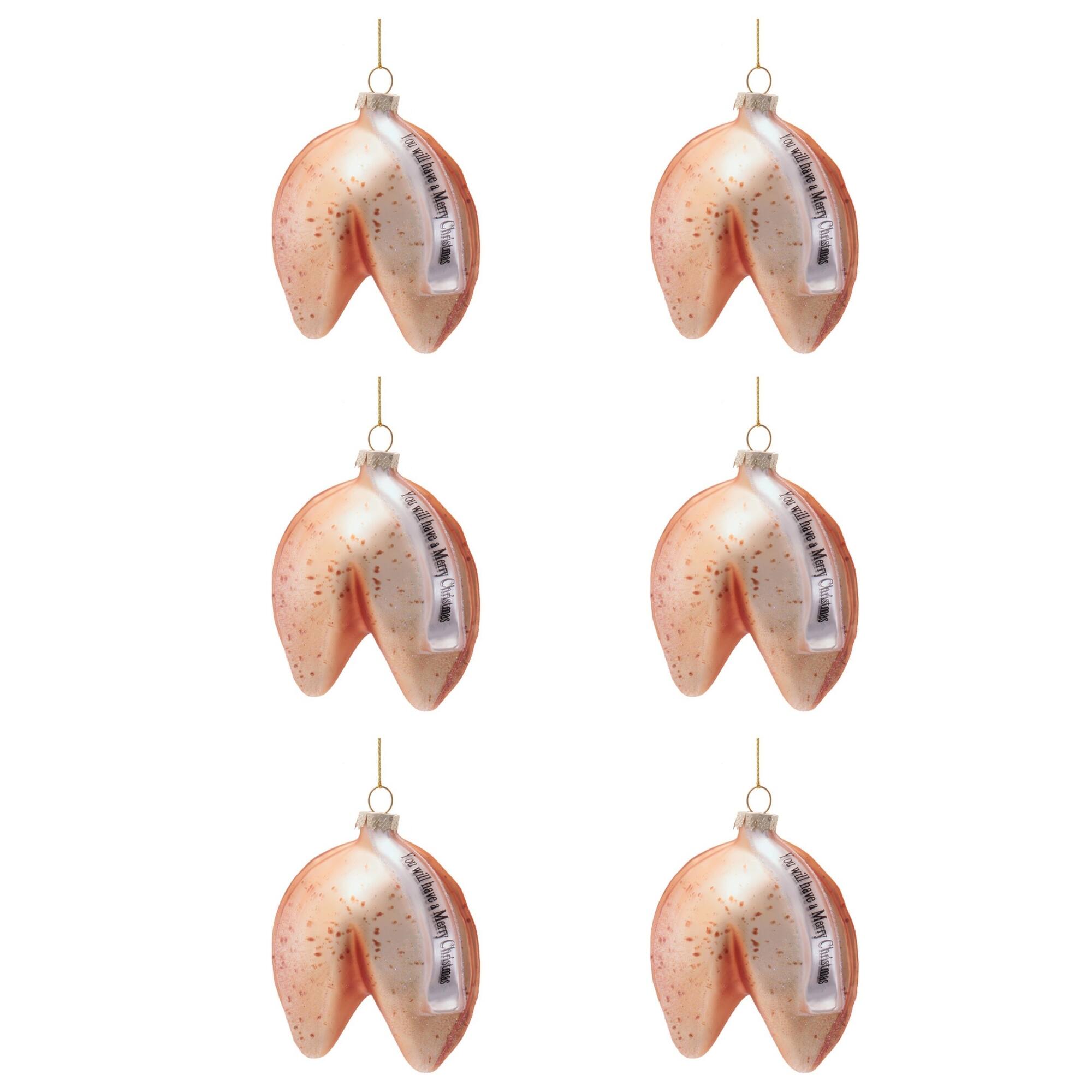 Melrose 3.75" Glass Fortune Cookie Ornaments, 6ct.