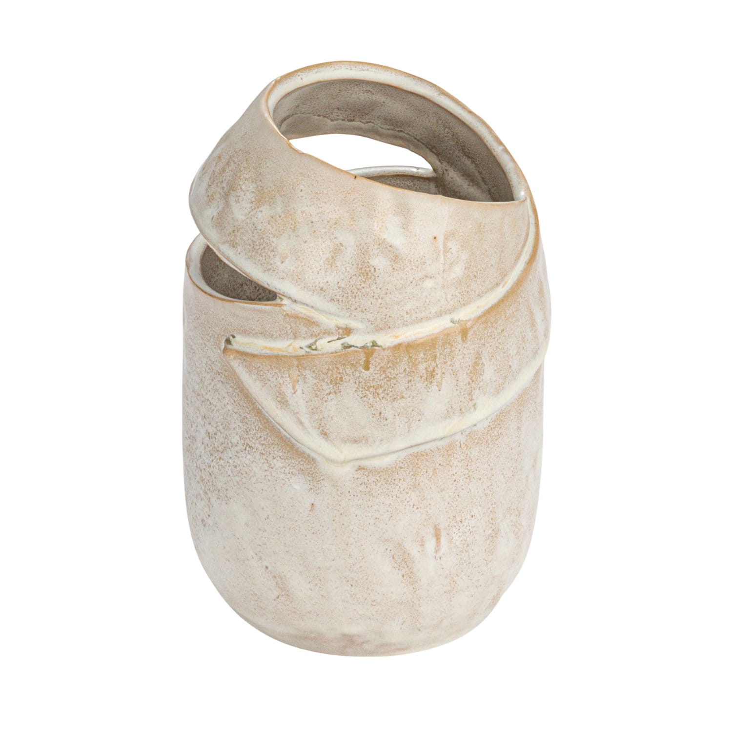 Hello Honey® 8" Cream Organic Round Stoneware Vase with Reactive Glaze