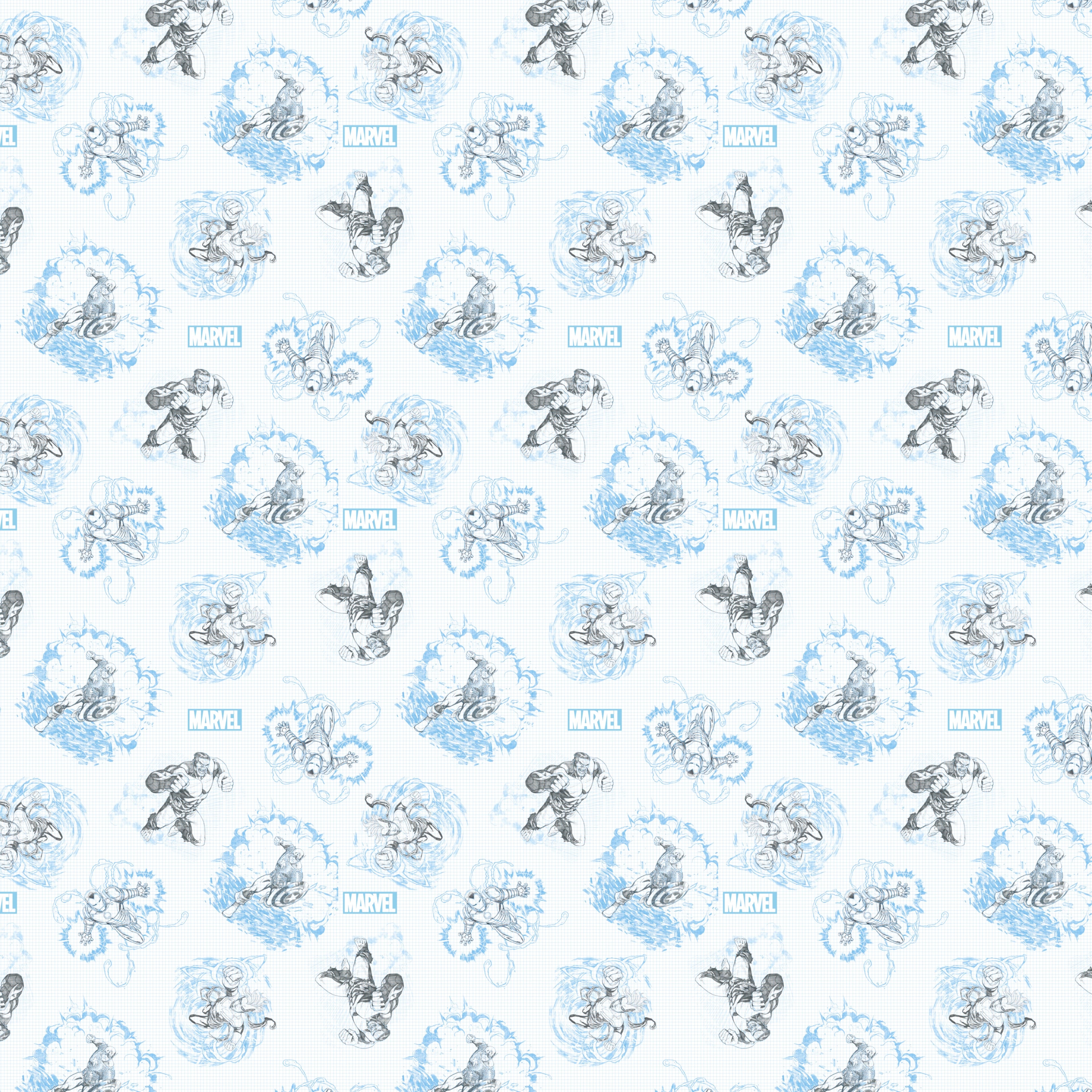 Marvel® Hulk Blue Sketch Cotton Fabric