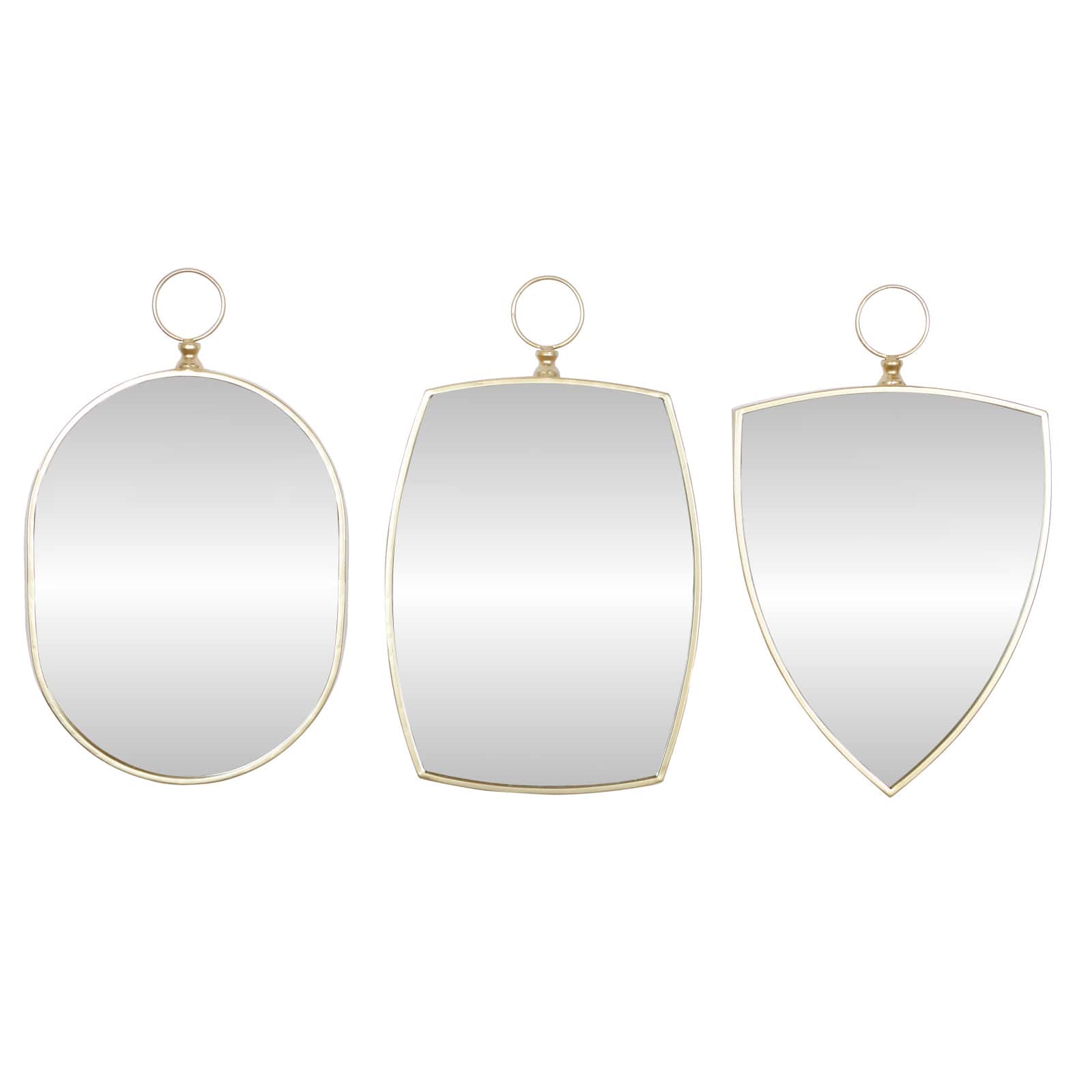Set of 3 Gold Wood Traditional Wall Mirror 24", 24", 25"
