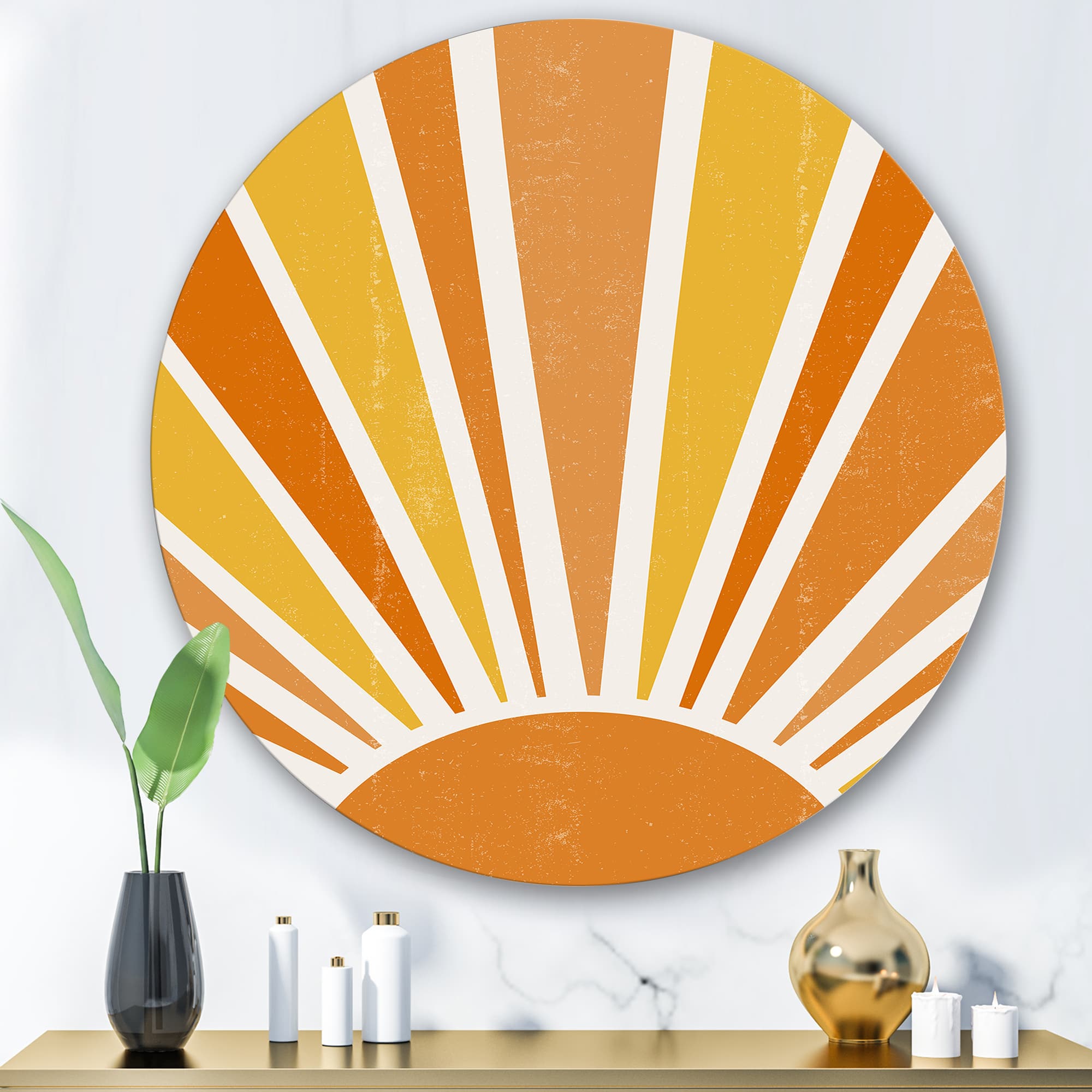 Designart - Minimalist Bright Shining Orange Sun Rays II