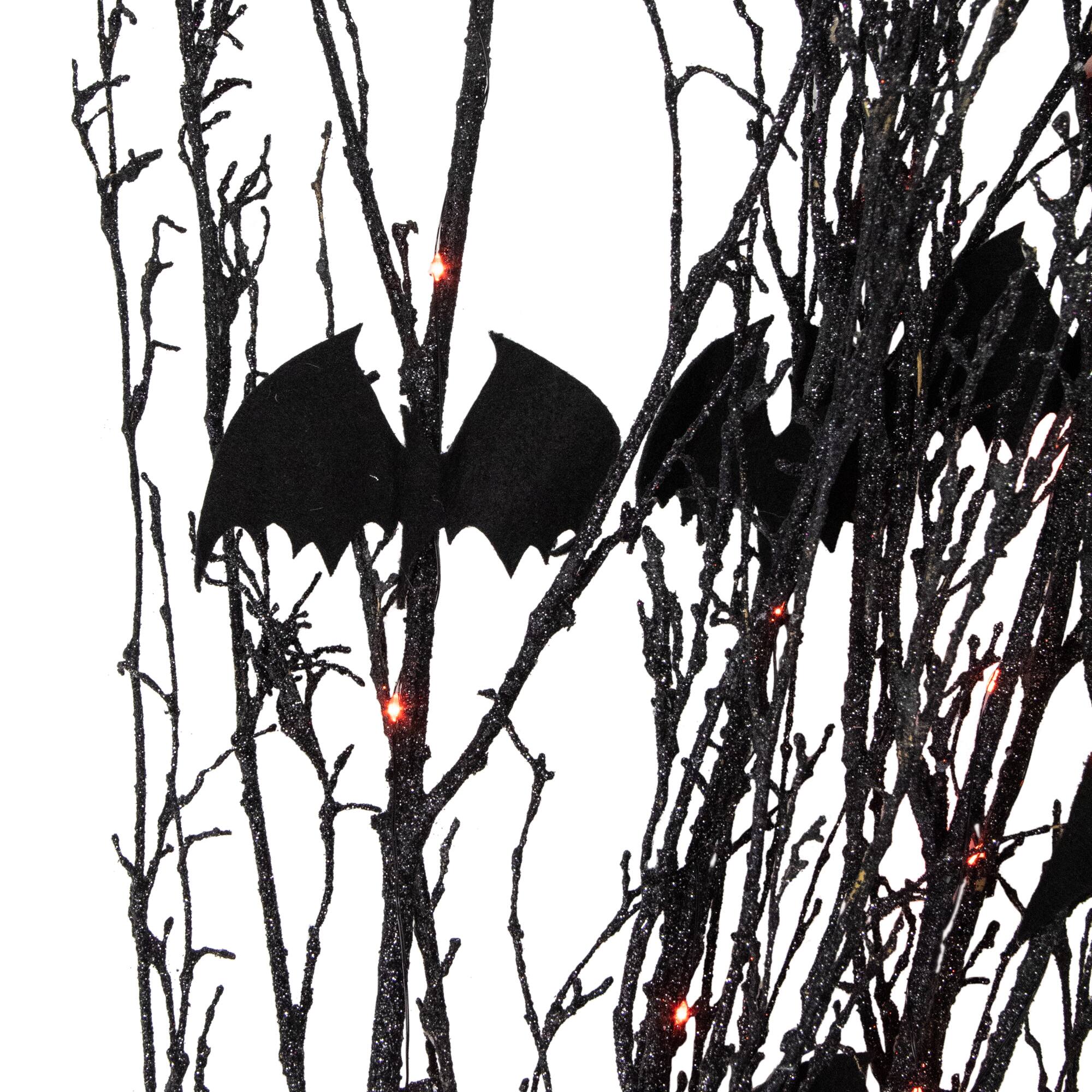 4ft. Black & Orange Lighted Glitter Halloween Branches, 5ct.
