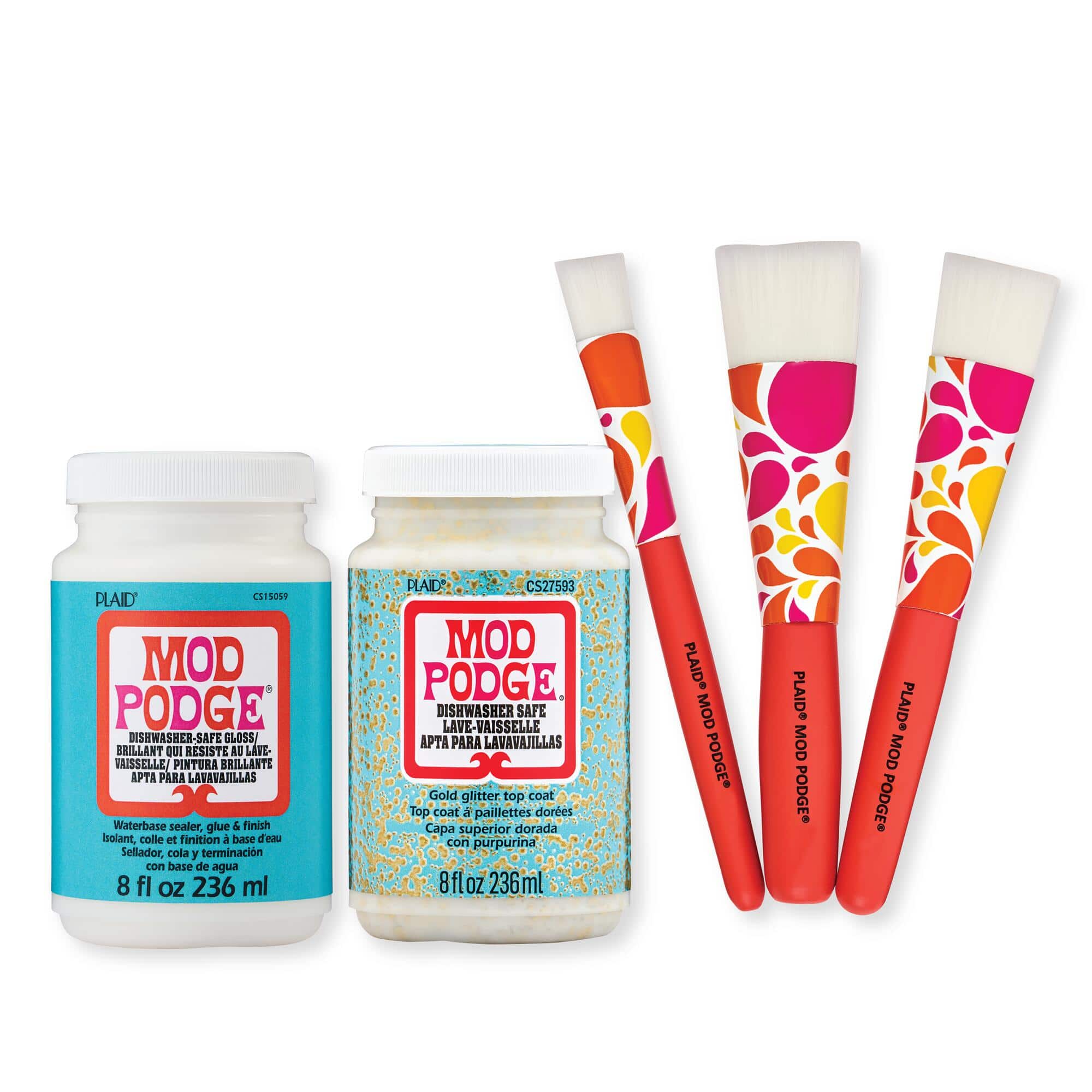 Mod Podge ® Dishwasher Safe Gloss/Glitter & Brush Kit