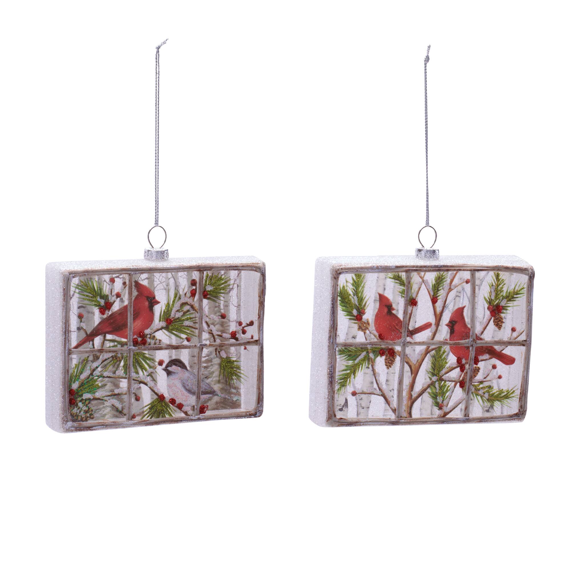 Melrose 4.75" Glass Cardinal Window Ornaments, 6ct.