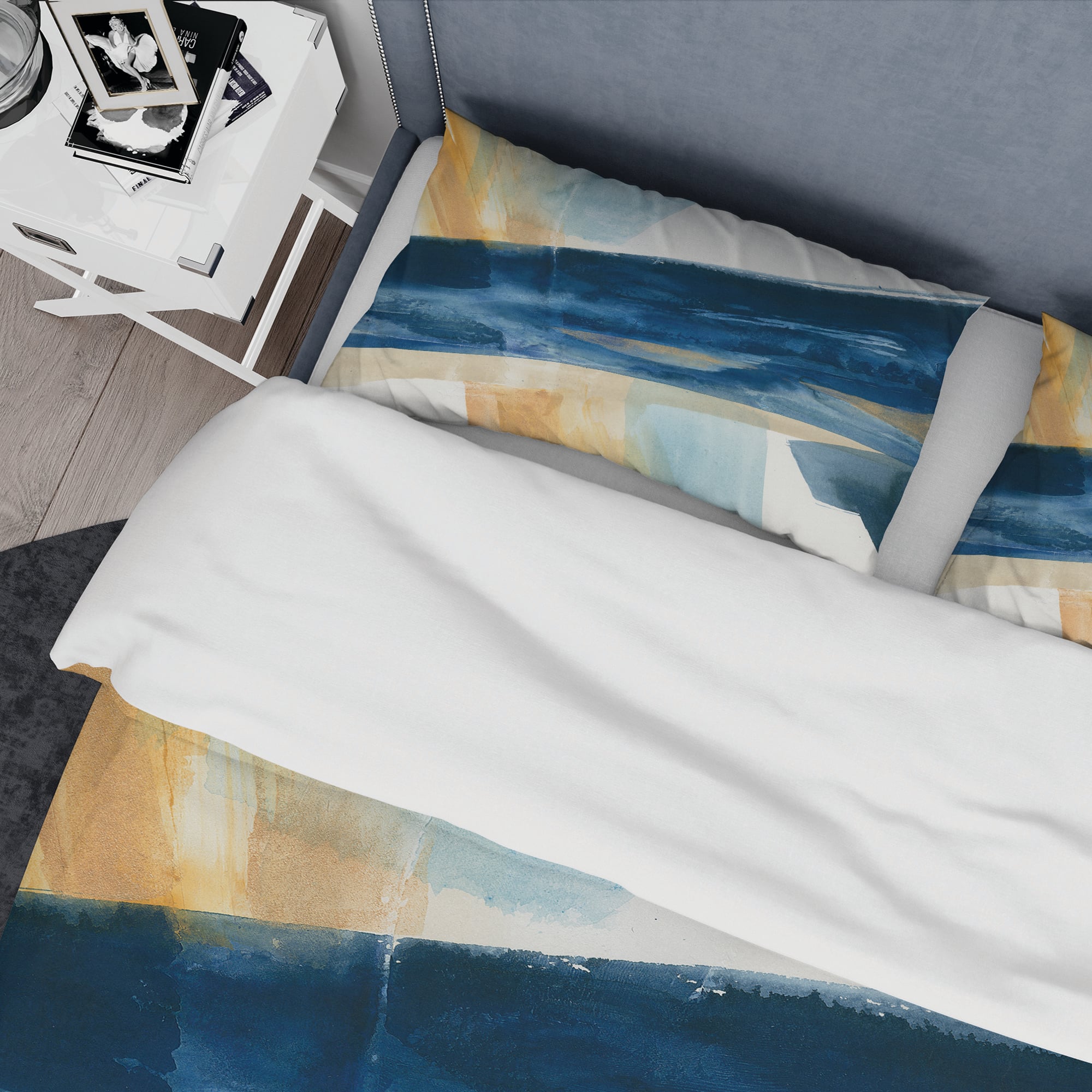 Designart 'Indigo Panel I' Geometric Bedding Set