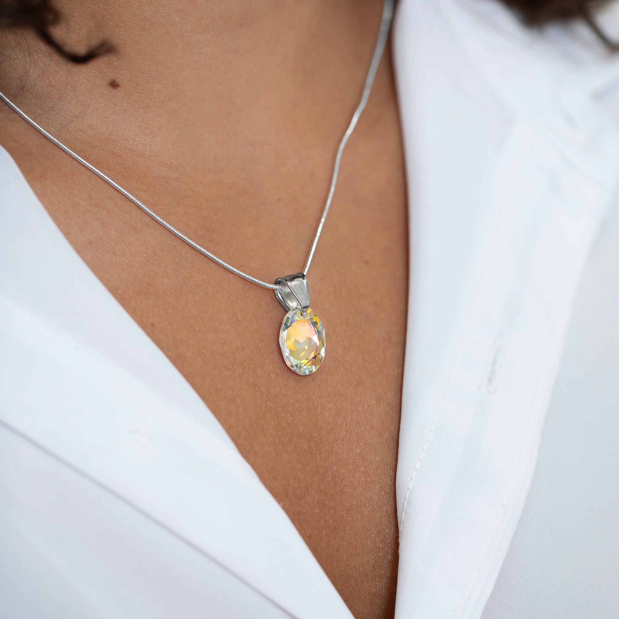 16mm Crystal AB Elliptical Austrian Crystal Pendant by Bead Landing™