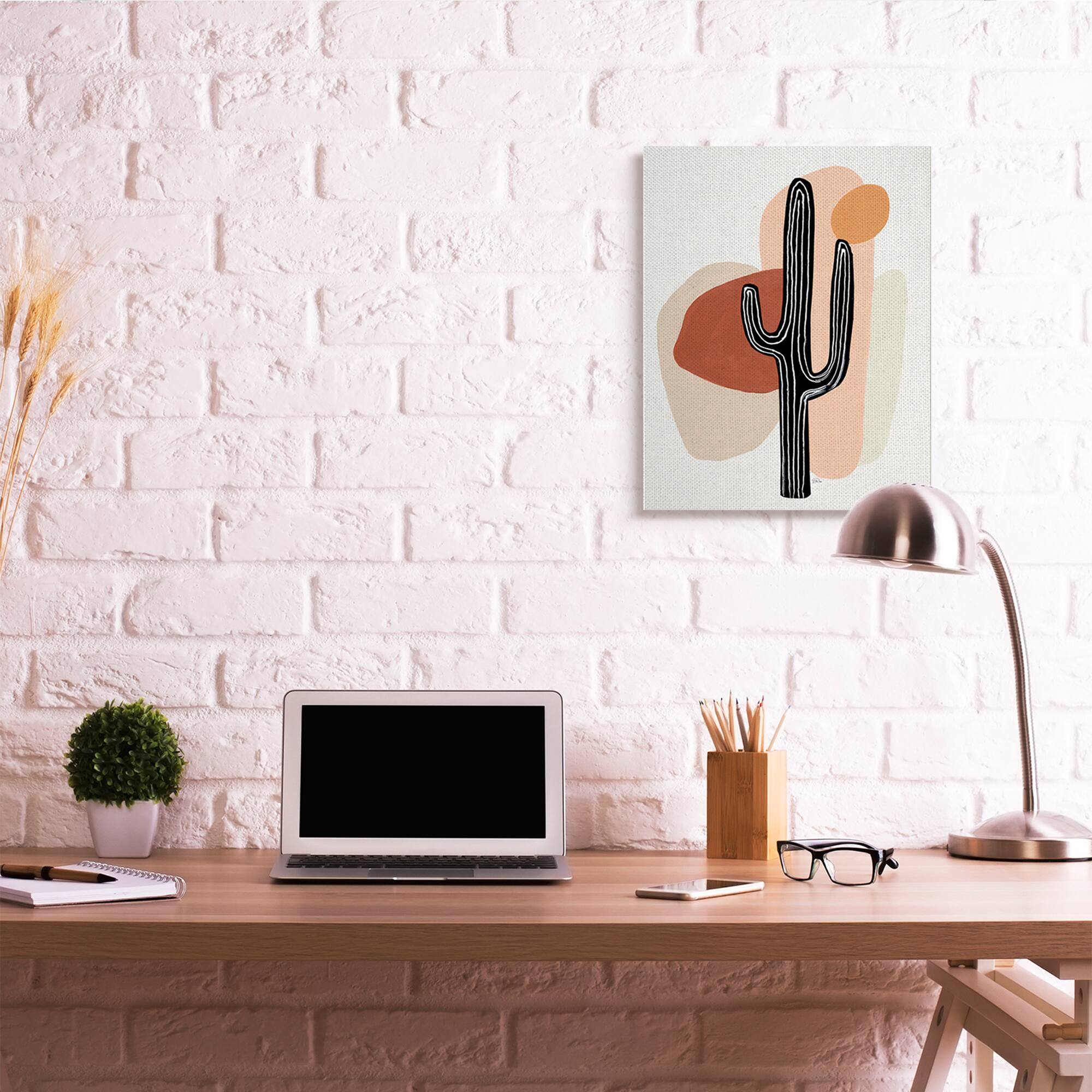 Stupell Industries Western Terracotta Abstract Desert Cactus Plant Canvas Wall Art