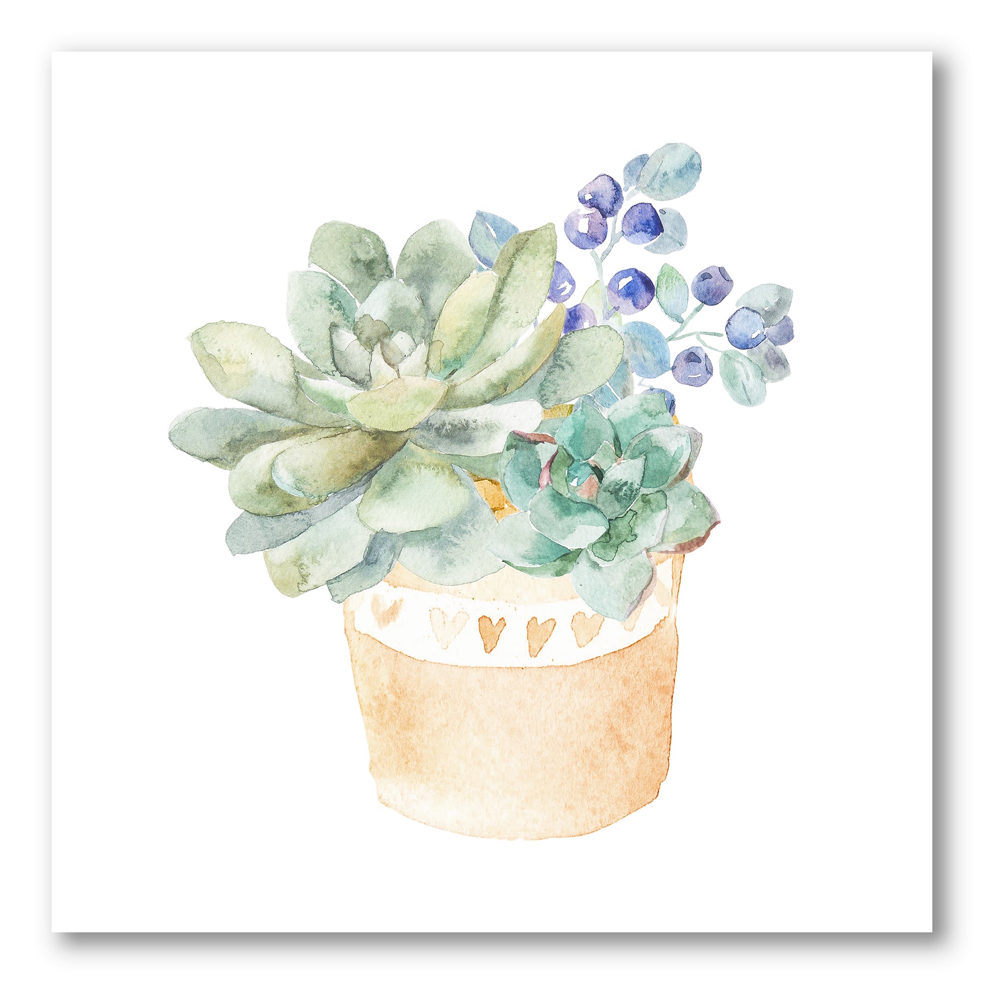 Designart - Succulent Flower In Terracotta Pot II - Traditional Canvas Wall Art Print
