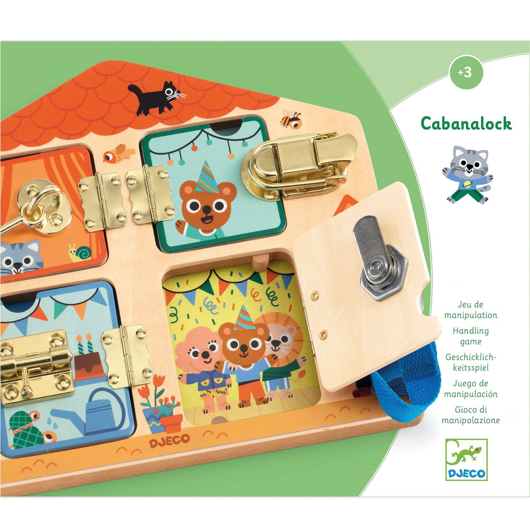 DJECO Cabanalock Skill Wooden Lock Activity Board Kit