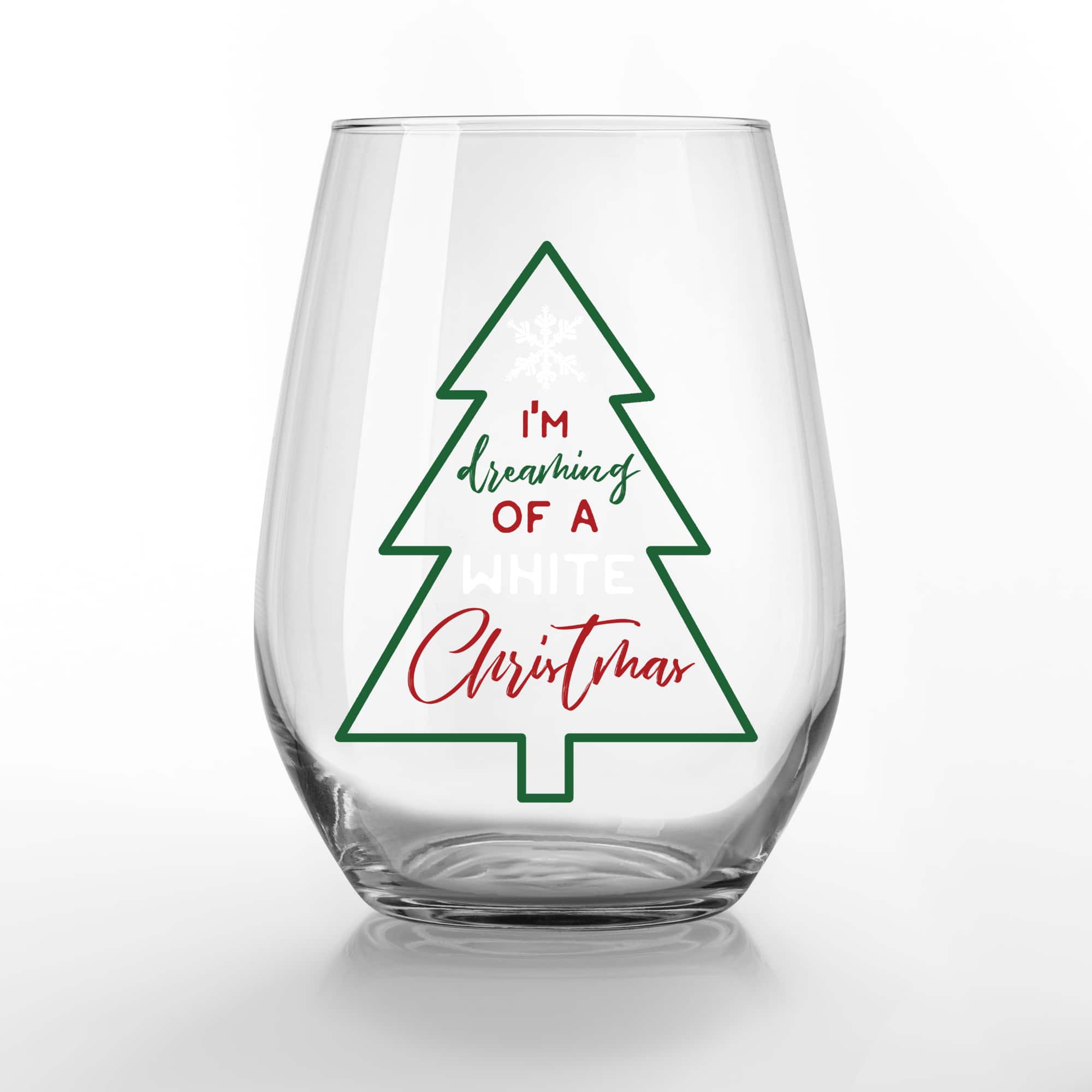 15oz. Dreaming of a White Christmas Stemless Wine Glass