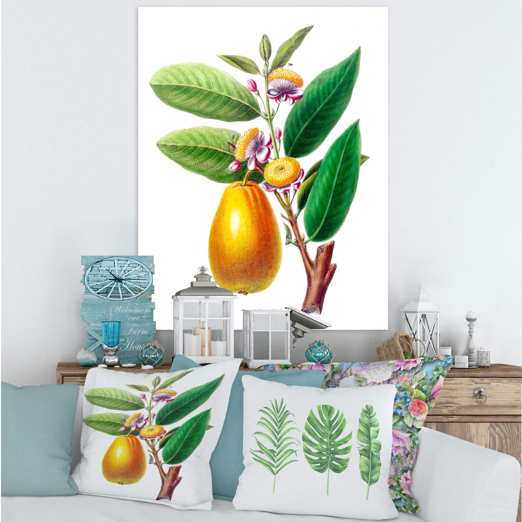 Designart - Vintage Fruits I - Farmhouse Canvas Wall Art Print