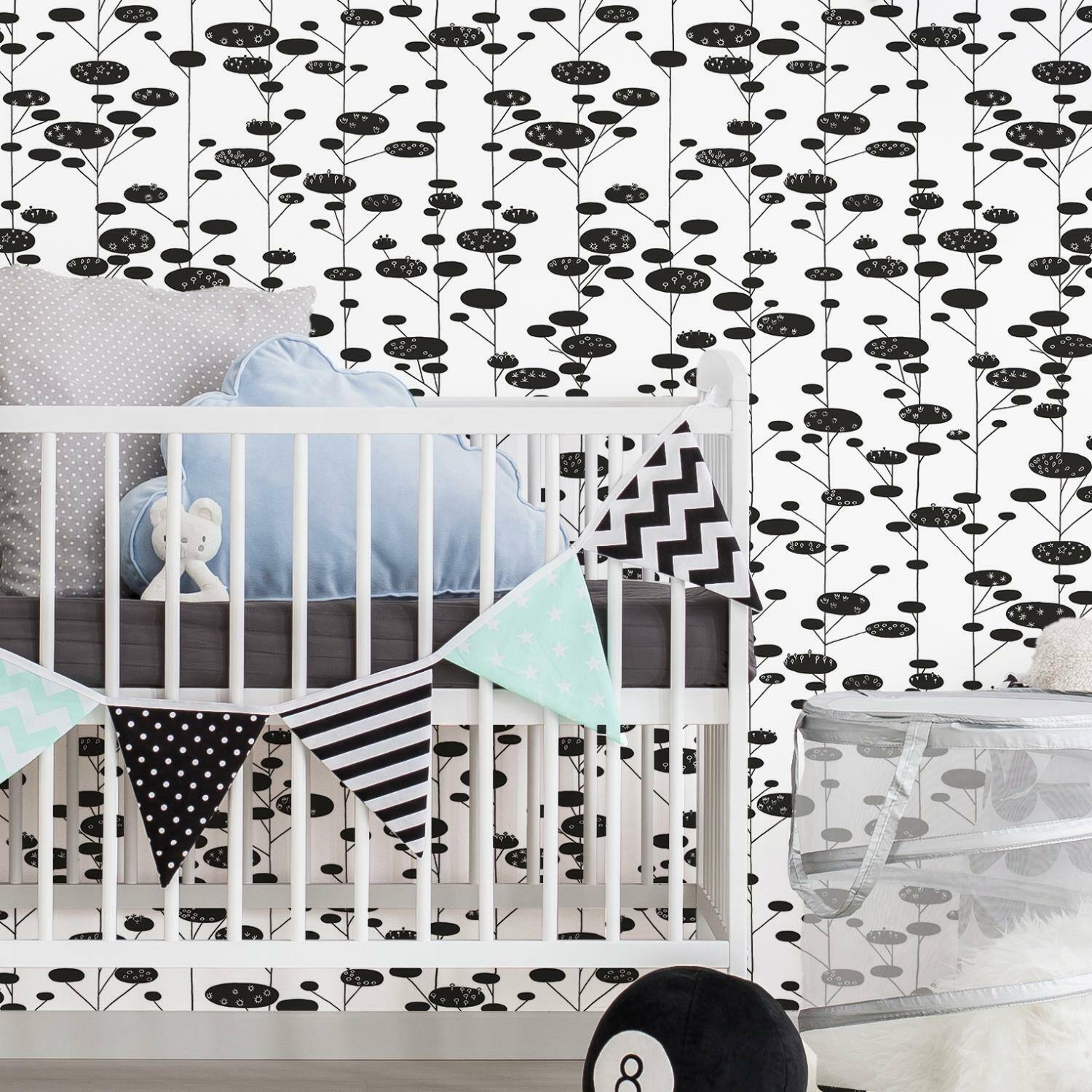 RoomMates Retro Trees Peel & Stick Wallpaper