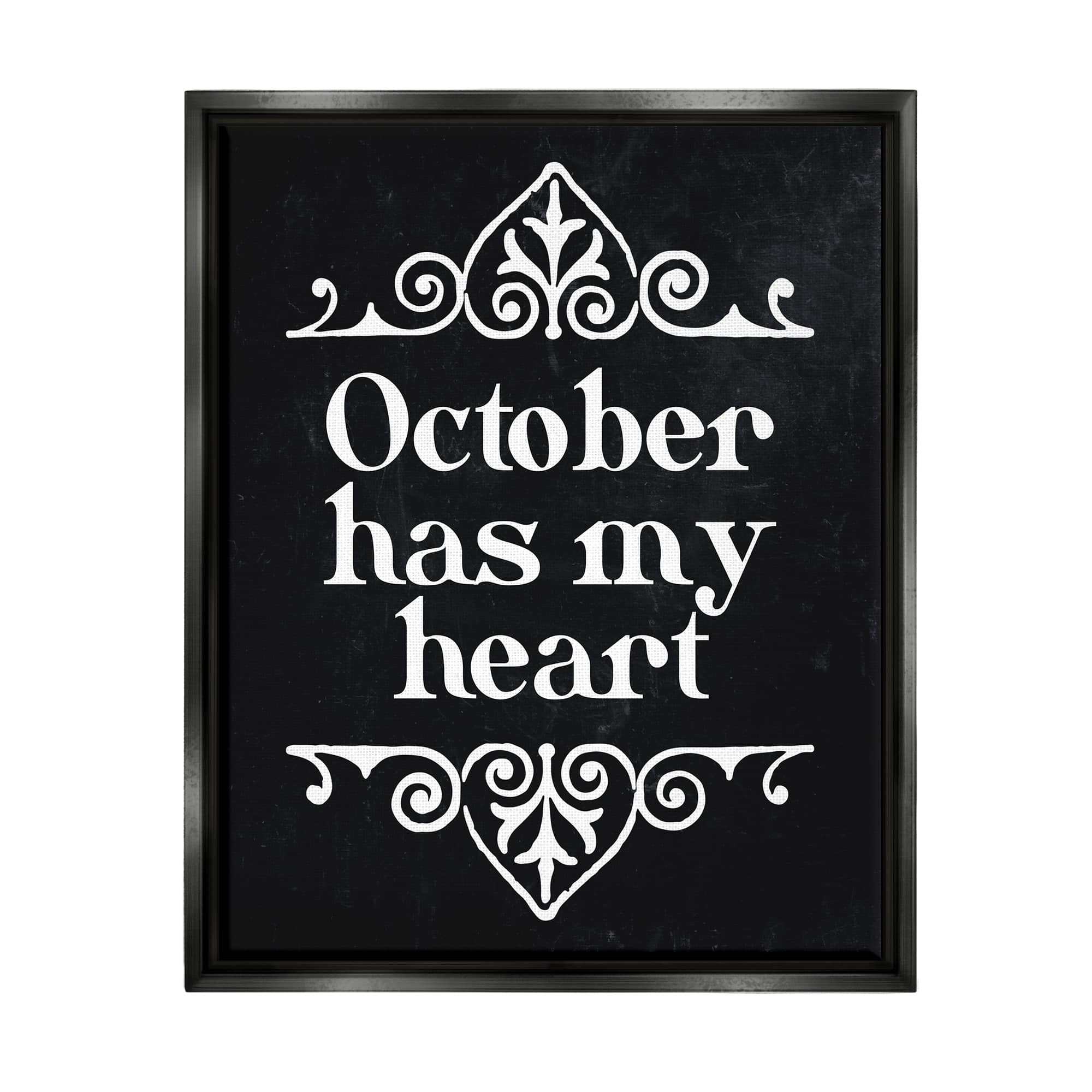 Stupell Industries Black October Has My Heart Framed Floater Canvas Wall Art