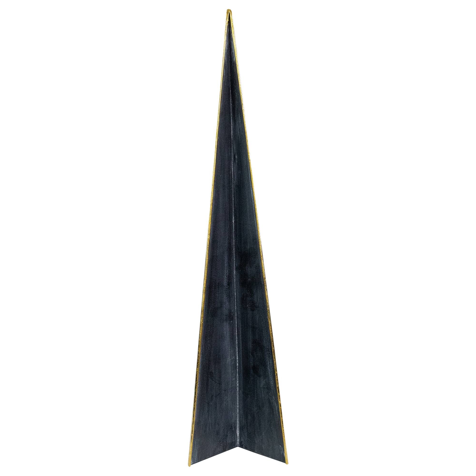 15" Blue & Gold Triangular Christmas Tree Tabletop Décor