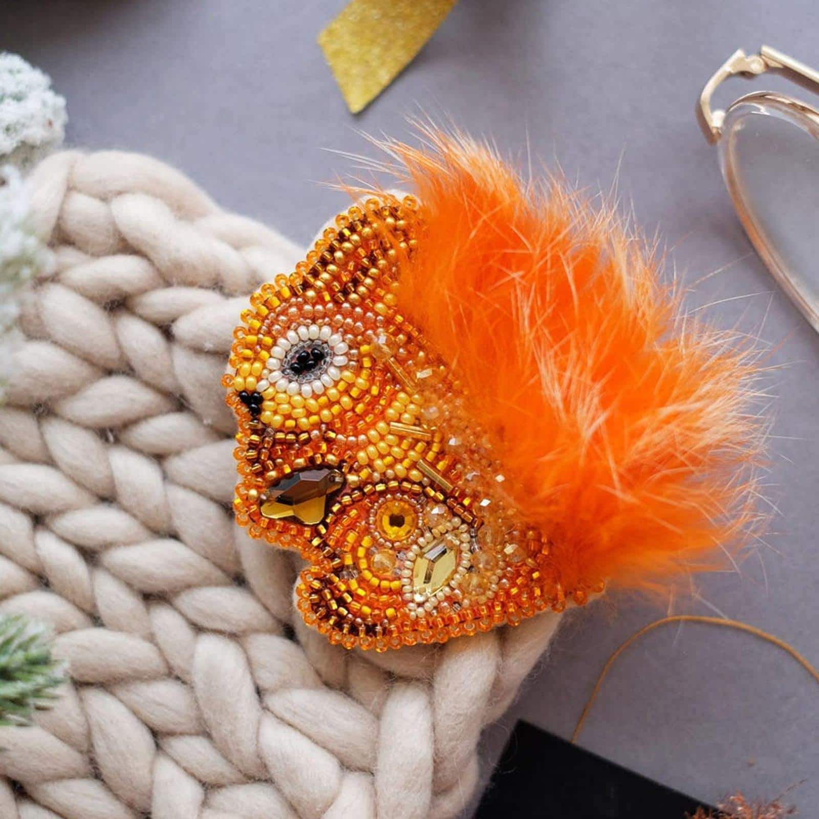 Abris Art Decoration Fluffy Bead Embroidery Kit