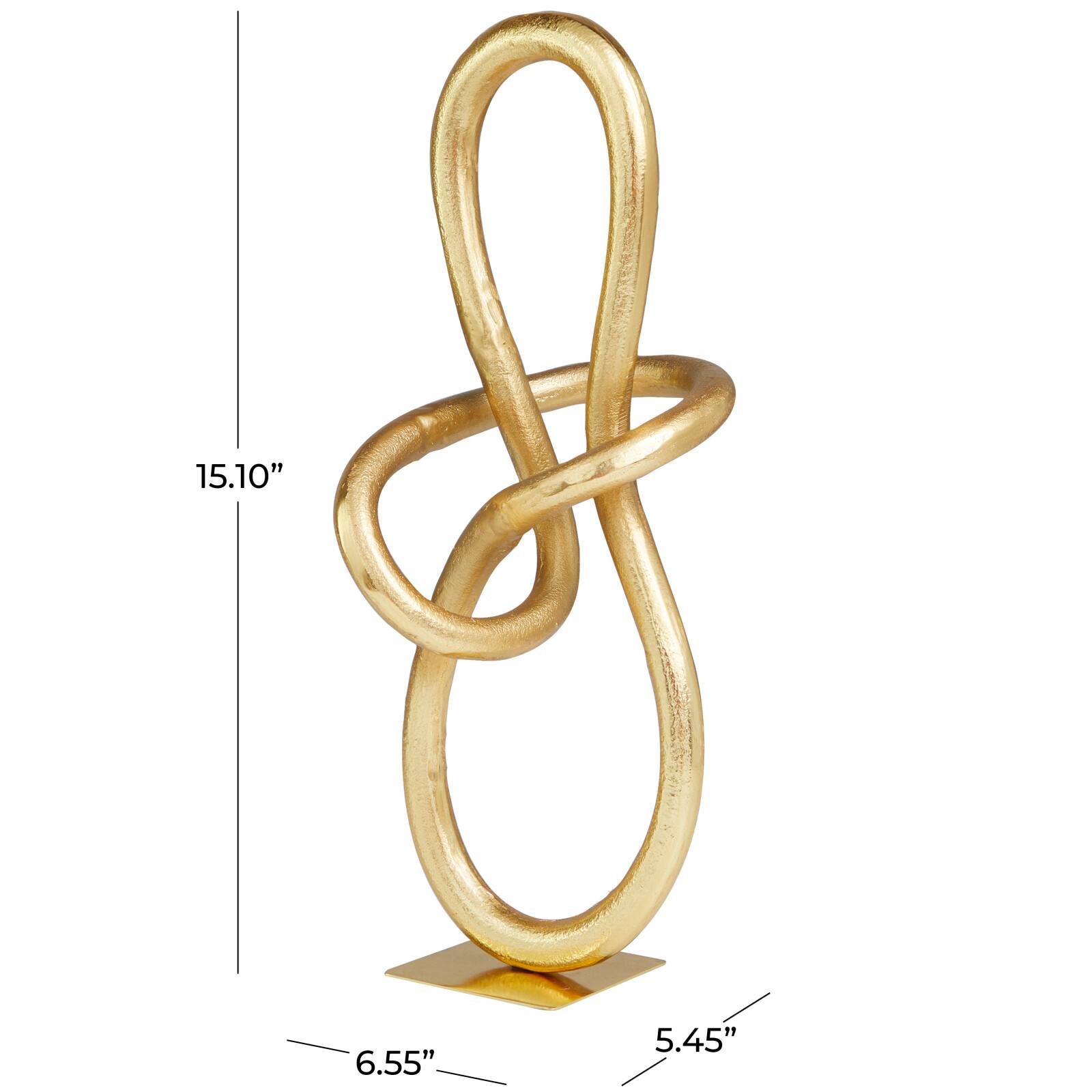 15" Golden Aluminum Abstract Sculpture Décor