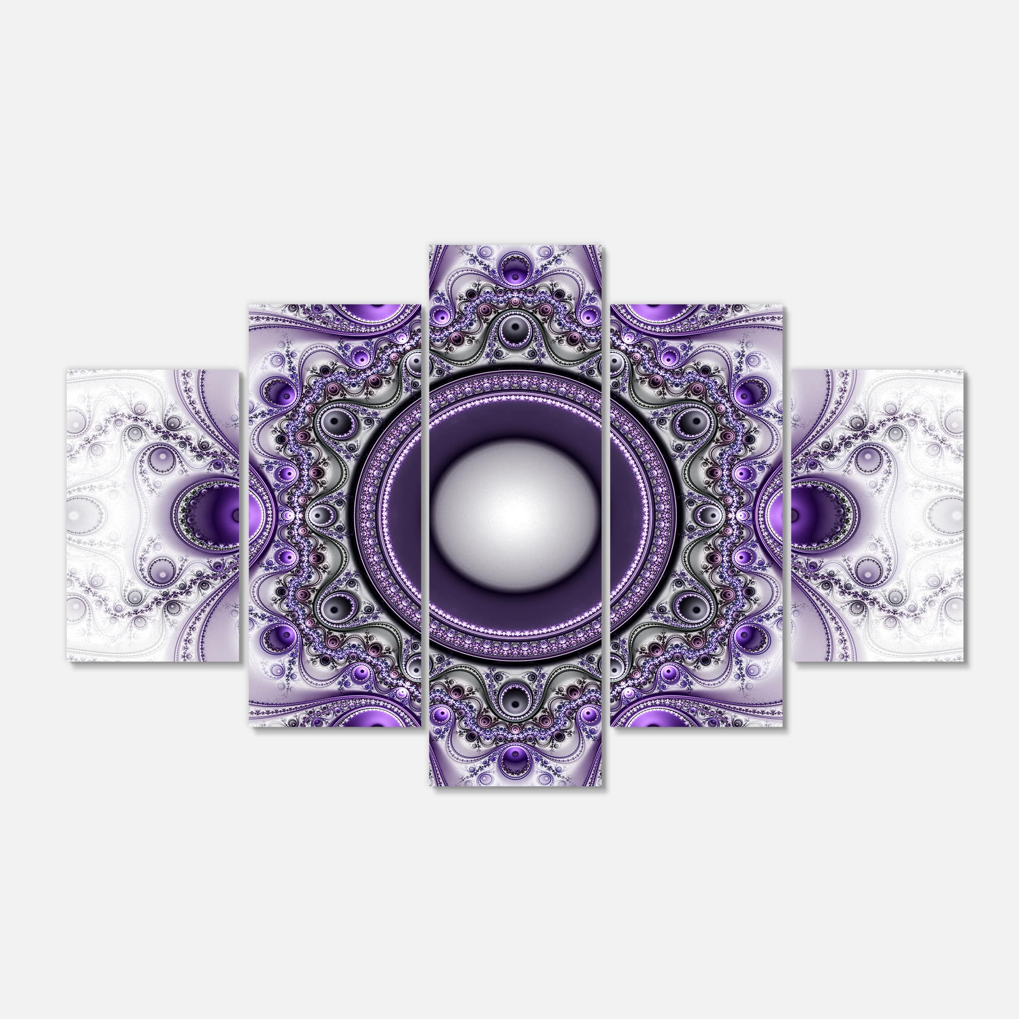 Designart - Purple Fractal Pattern with Circles - Contemporary Canvas Art Print