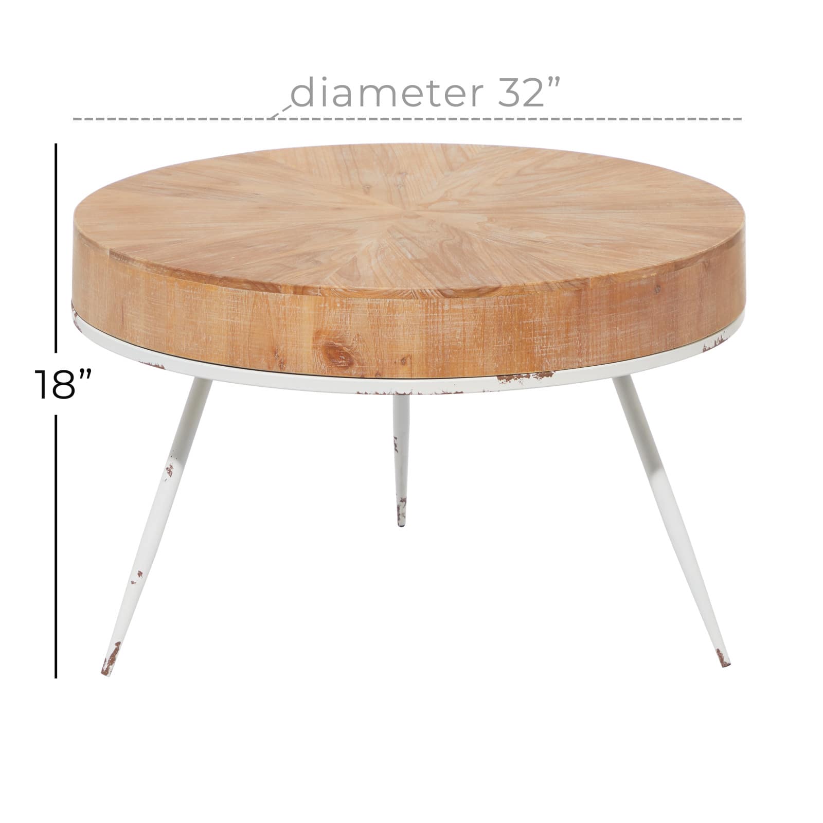 18'' Natural Brown Wood & Iron Modern Coffee Table