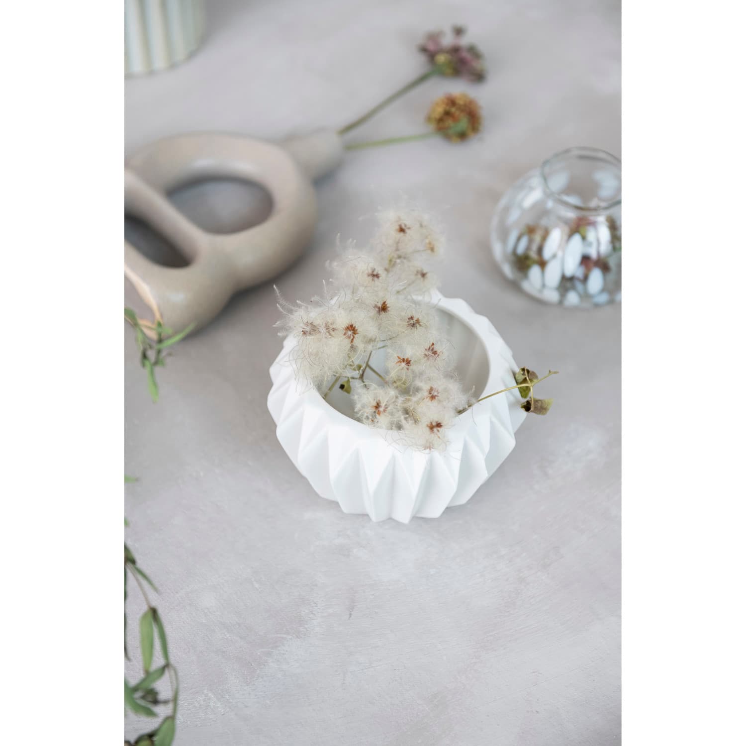 Hello Honey® 6" White Fluted Stoneware Flower Pot