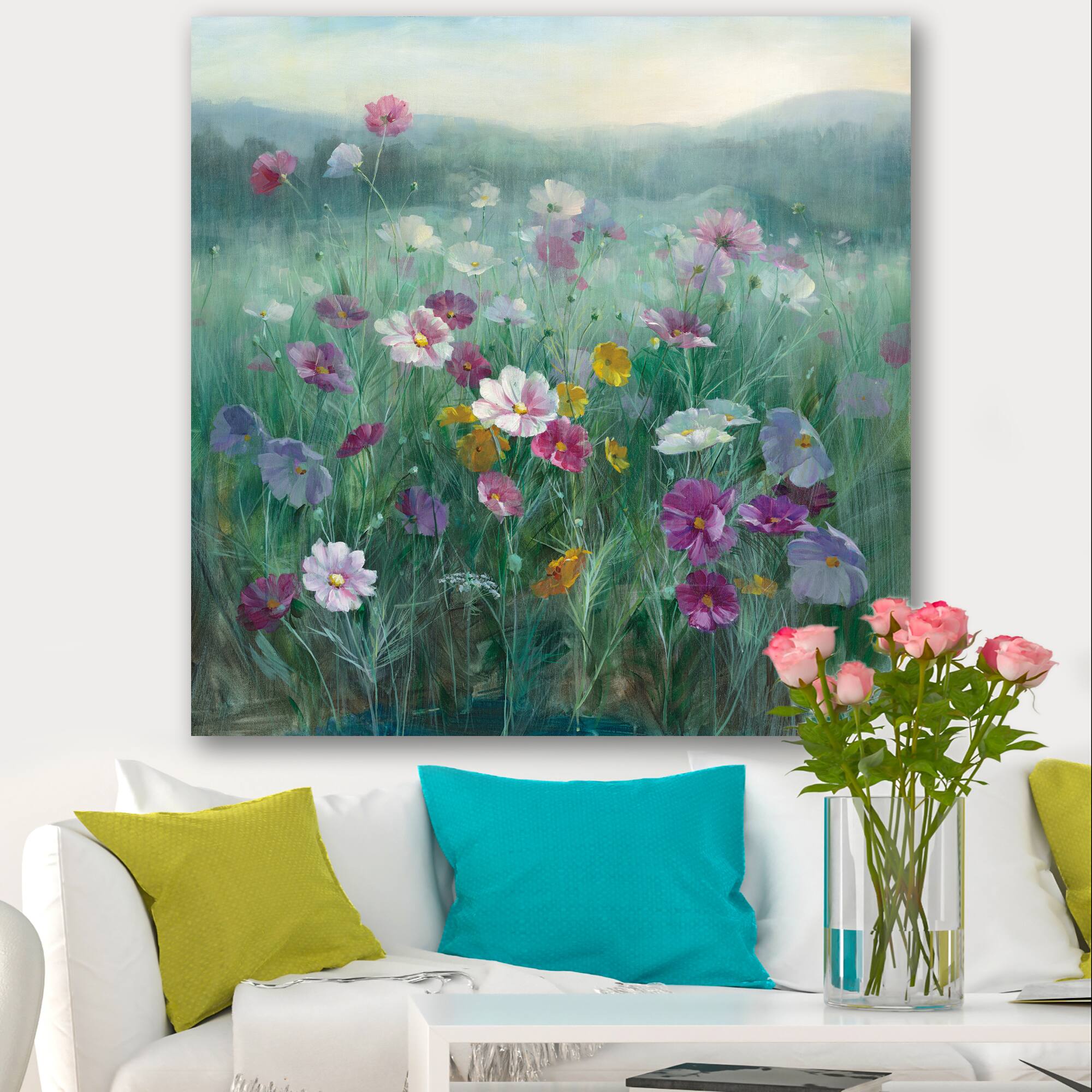 Designart - Flower field - Floral Farmhouse Premium Canvas Wall Art