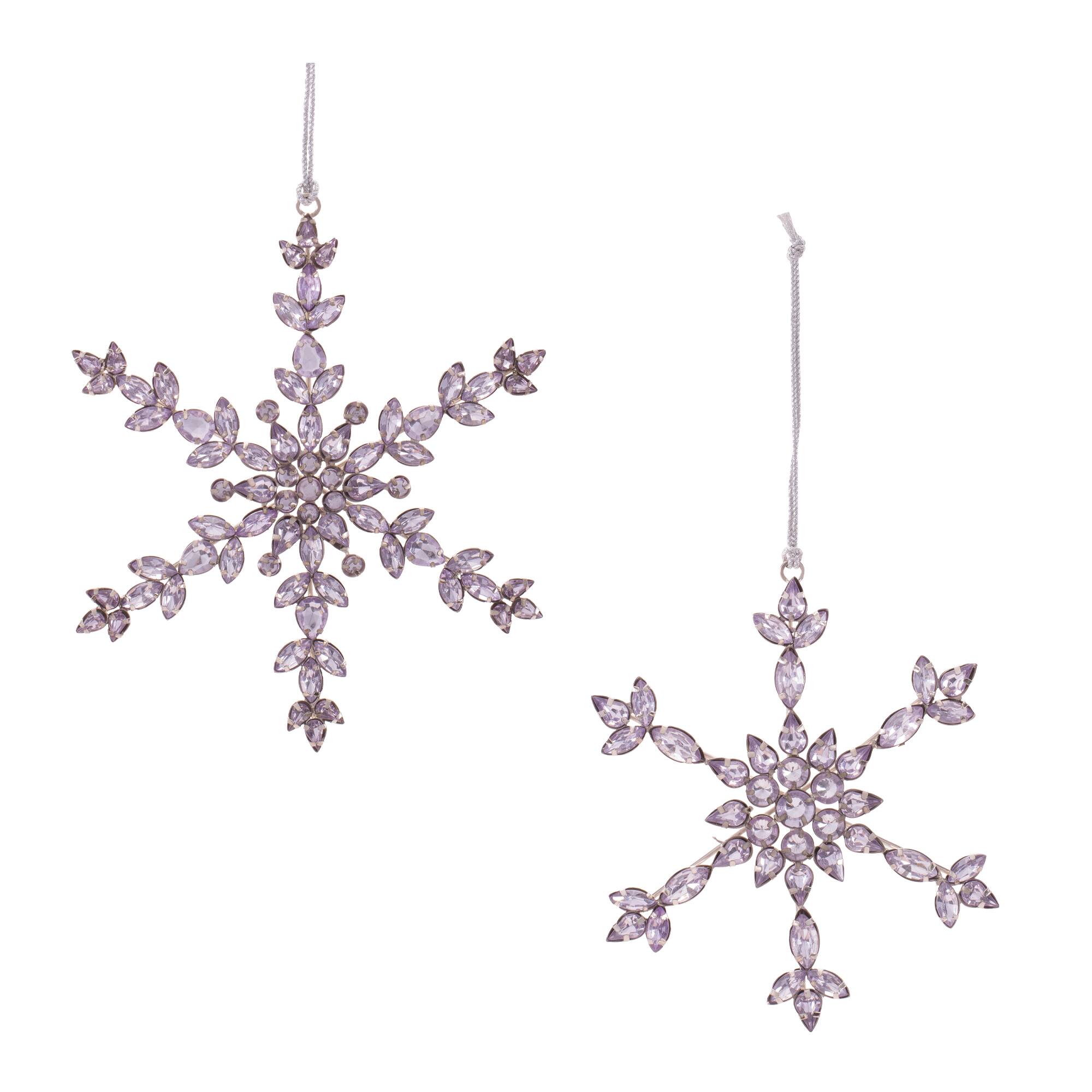 Melrose Purple Snowflake Jewel Ornaments Set