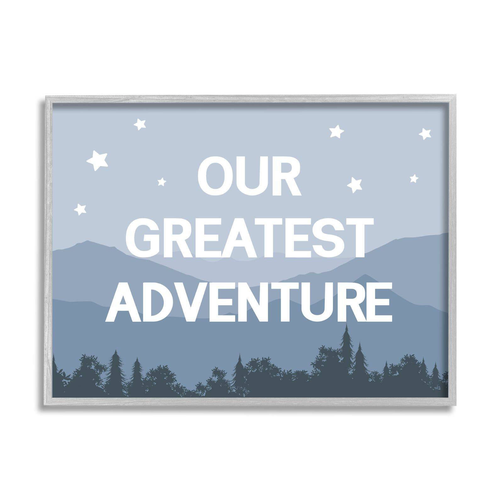 Stupell Industries Our Greatest Adventure Phrase Mountain Forest Starry Sky Framed Wall Art
