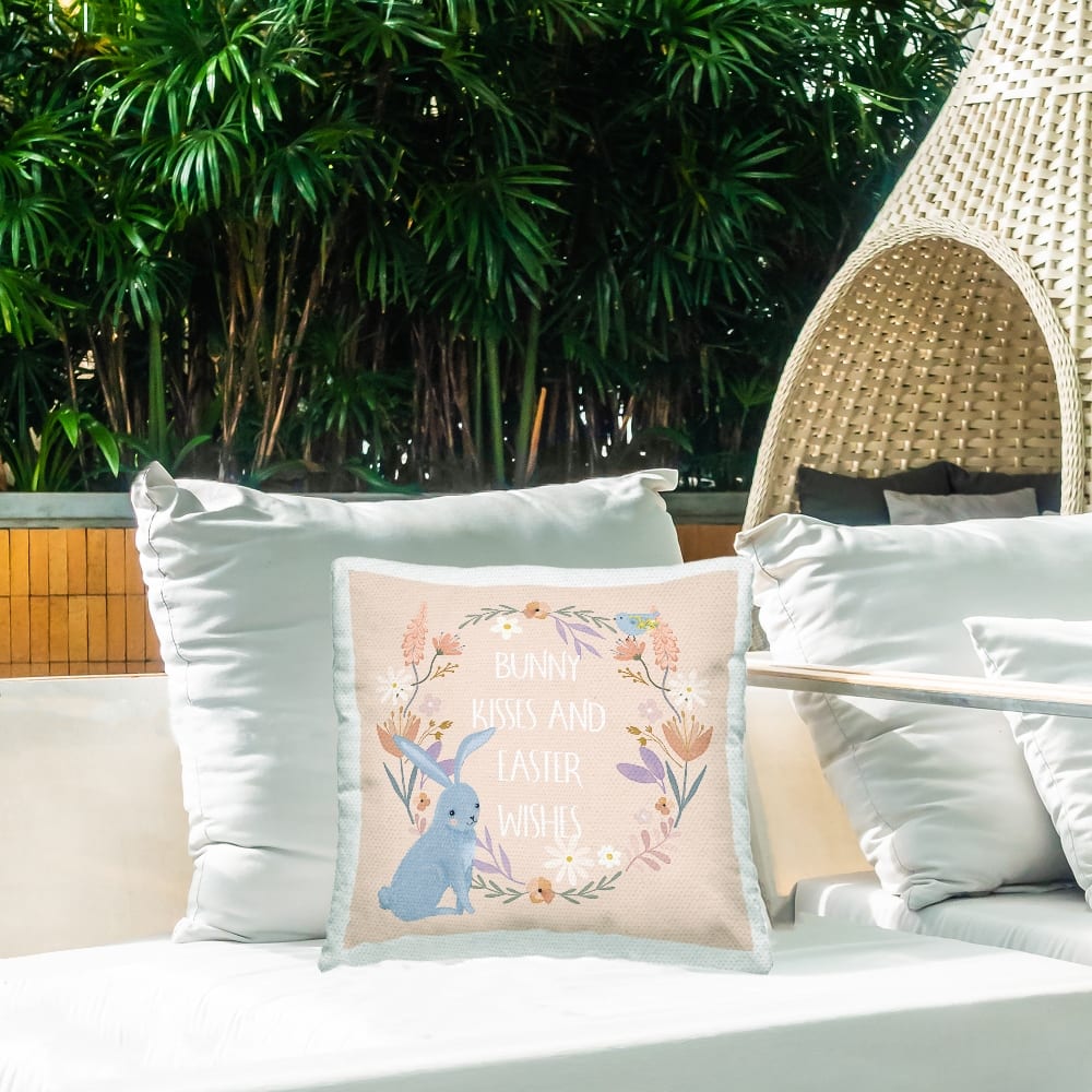 Stupell Industries Bunny Kisses Easter Wishes Outdoor Printed Pillow