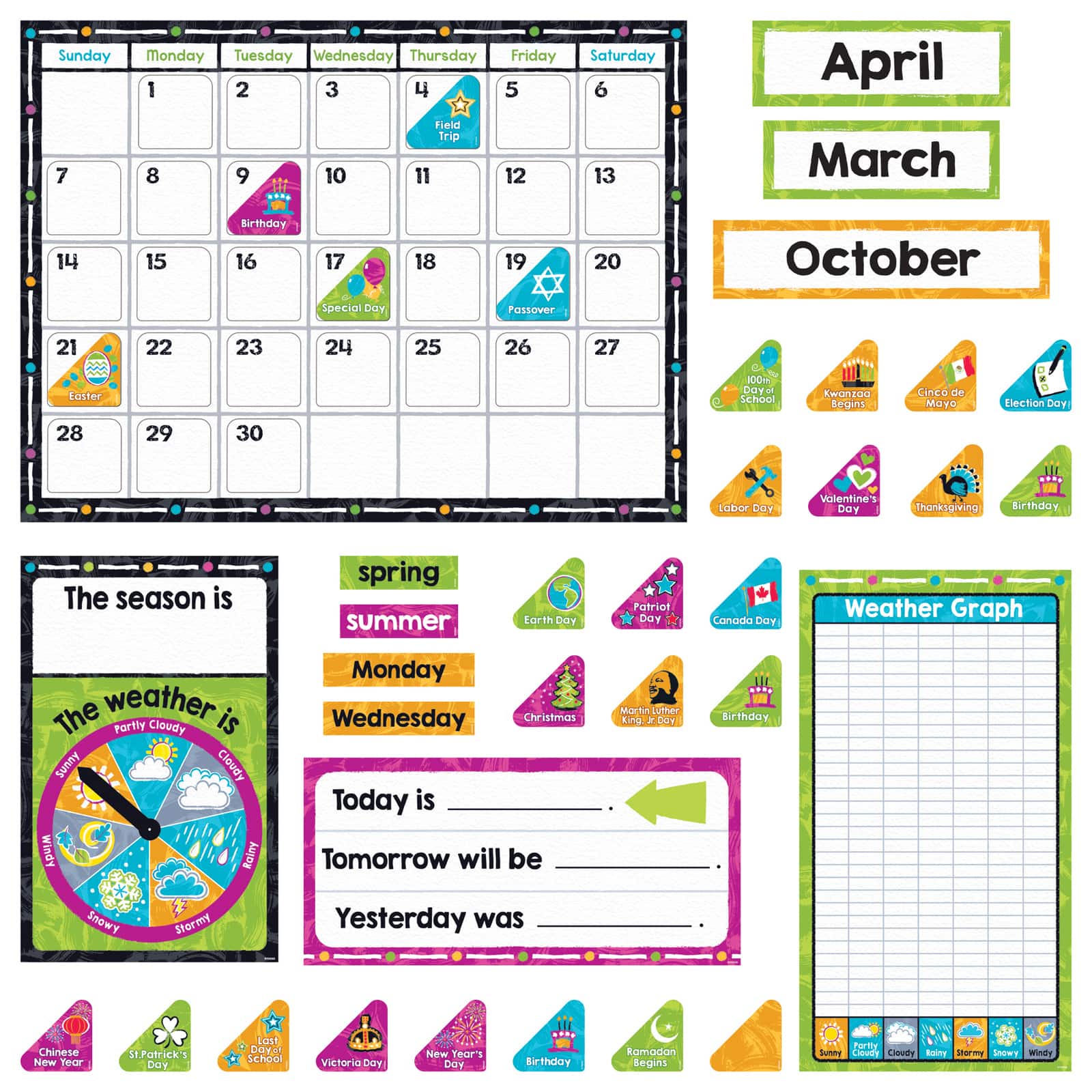 Trend Enterprises® Color Harmony Calendar Bulletin Board Set, 106ct. 