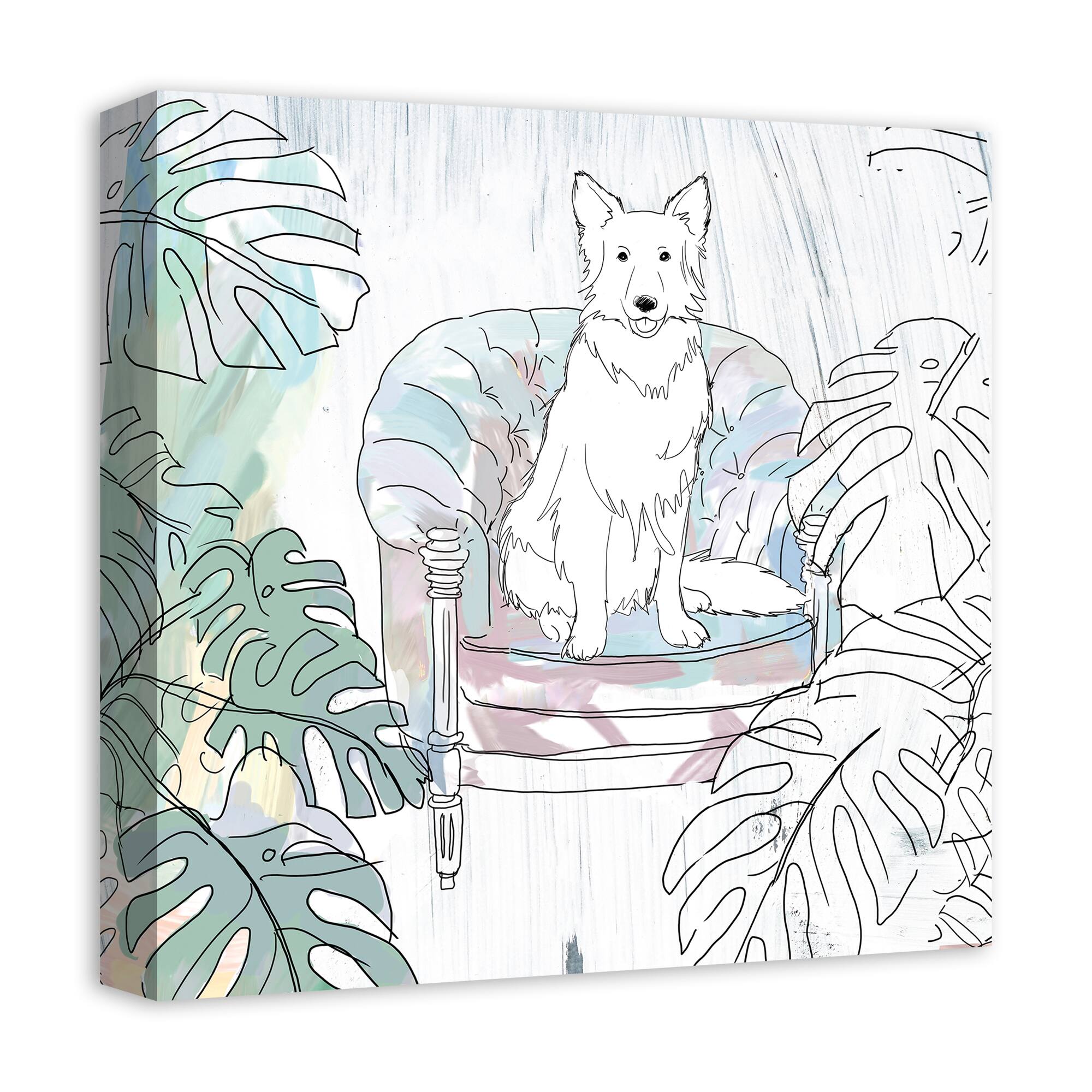 Sketch Shepherd On Chair 2 Canvas Wall Art