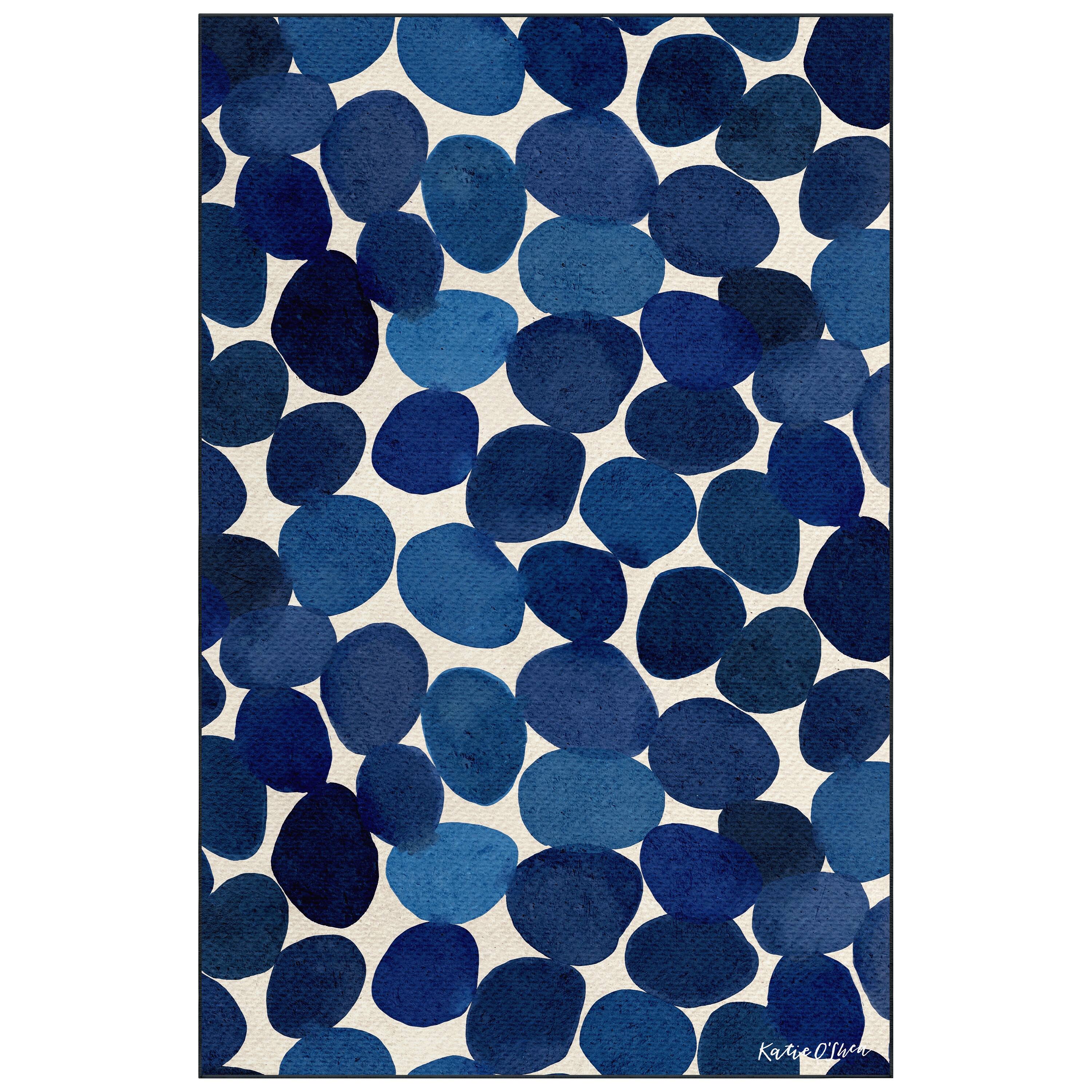 Empire Art Direct 5ft. x 7.5ft. Smooth Stones I B Circles Tapis D'Art Washable Area Rug