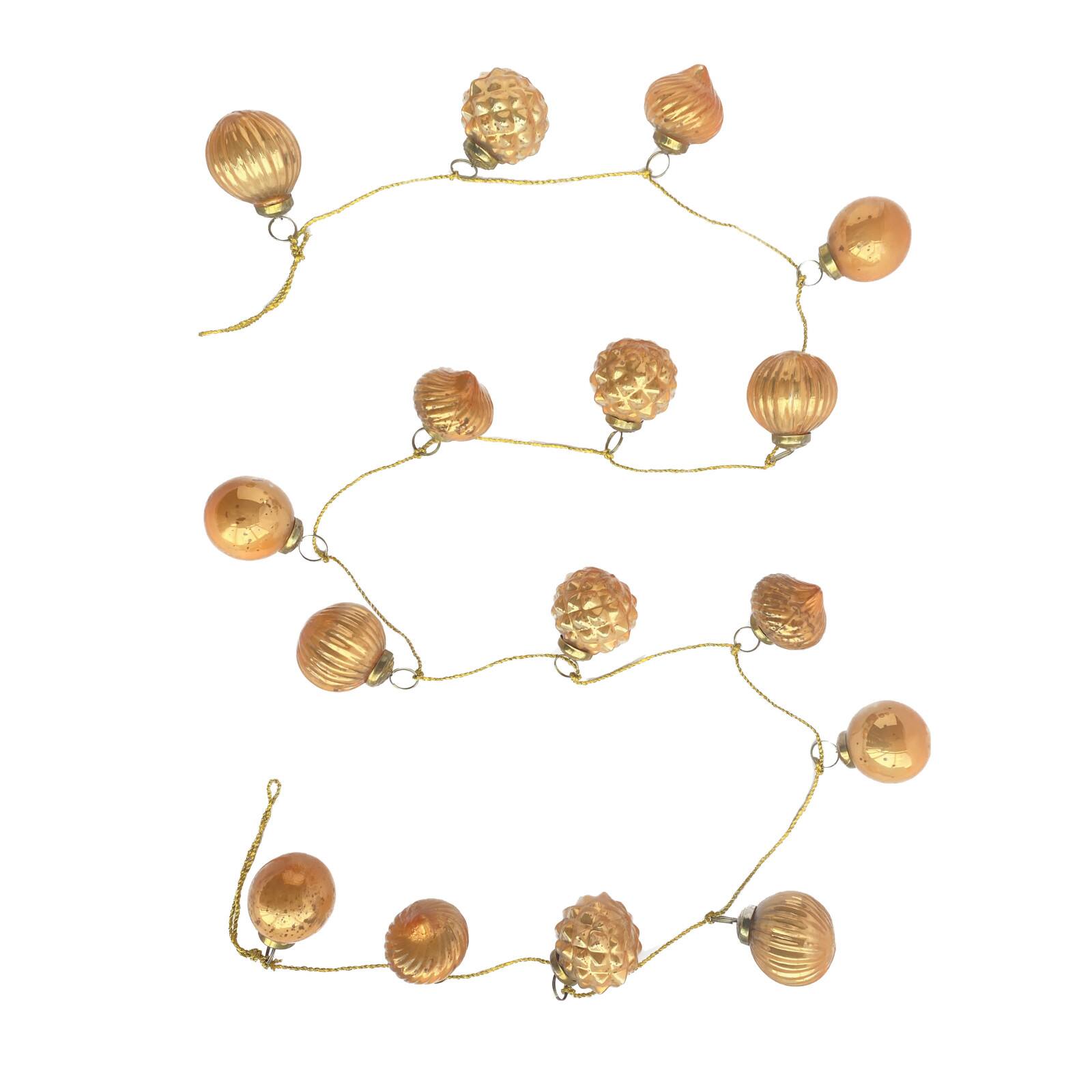 Hello Honey® 6ft. Apricot Embossed Mercury Glass Ornament Garland with Gold Cord
