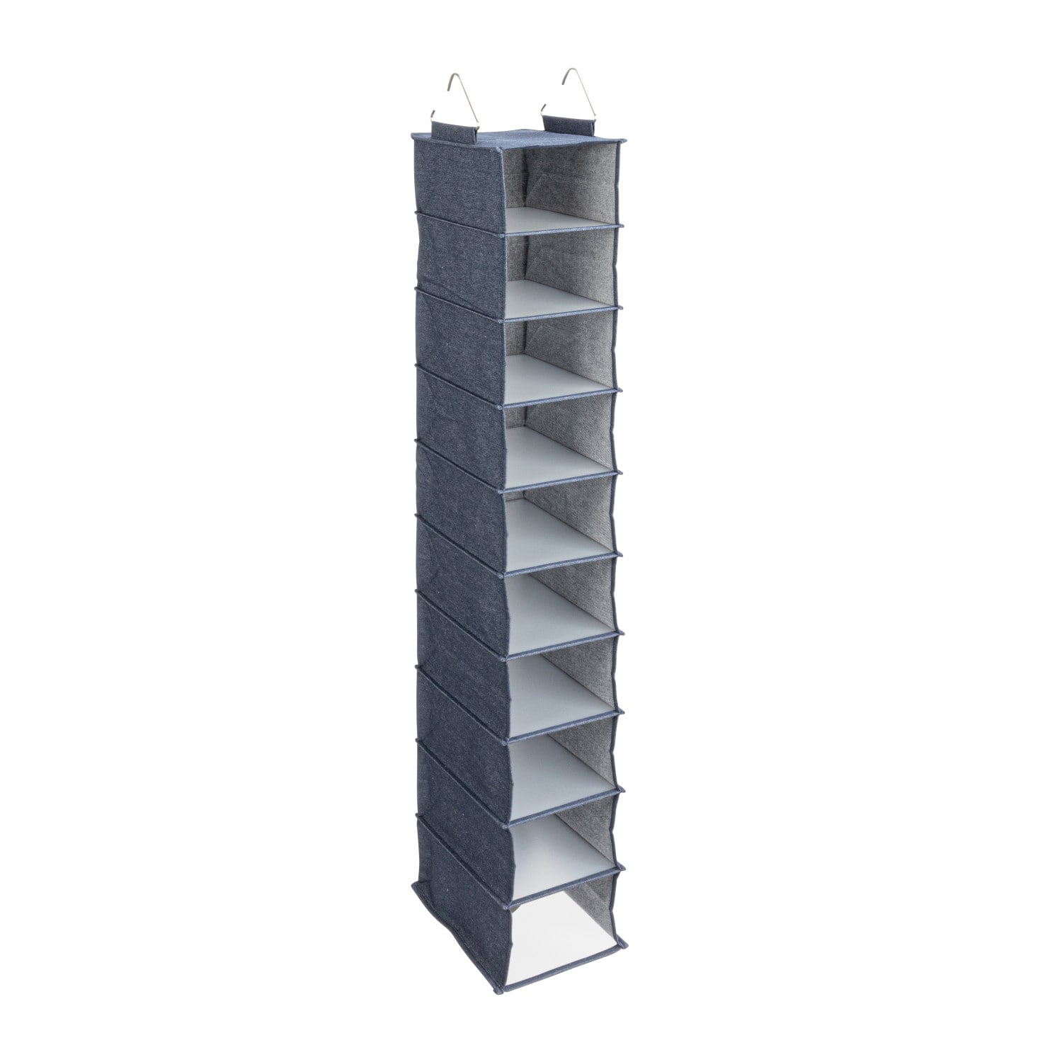Household Essentials 48" Denim Cotton Blend & Plastic Hanging 10 Shelf Closet Organizer