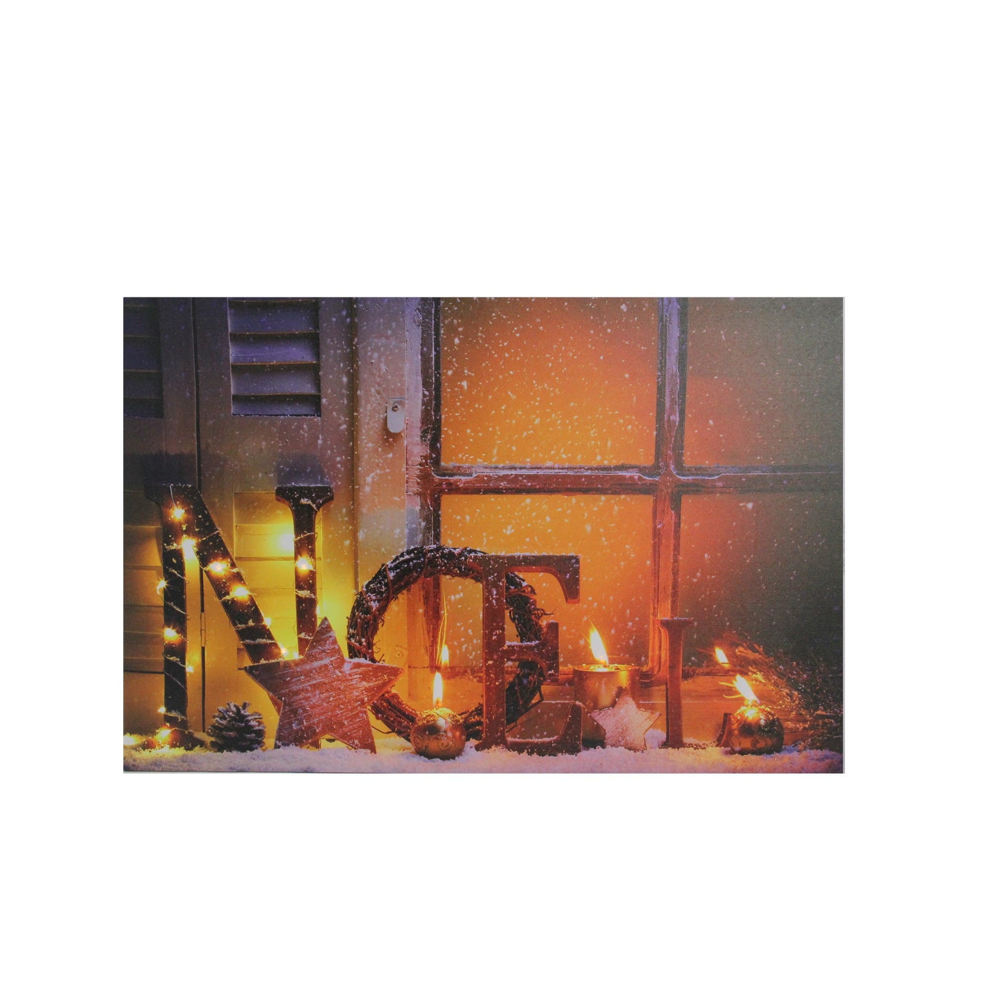 Noel & Flickering Candles Christmas LED Lighted Canvas Wall Art