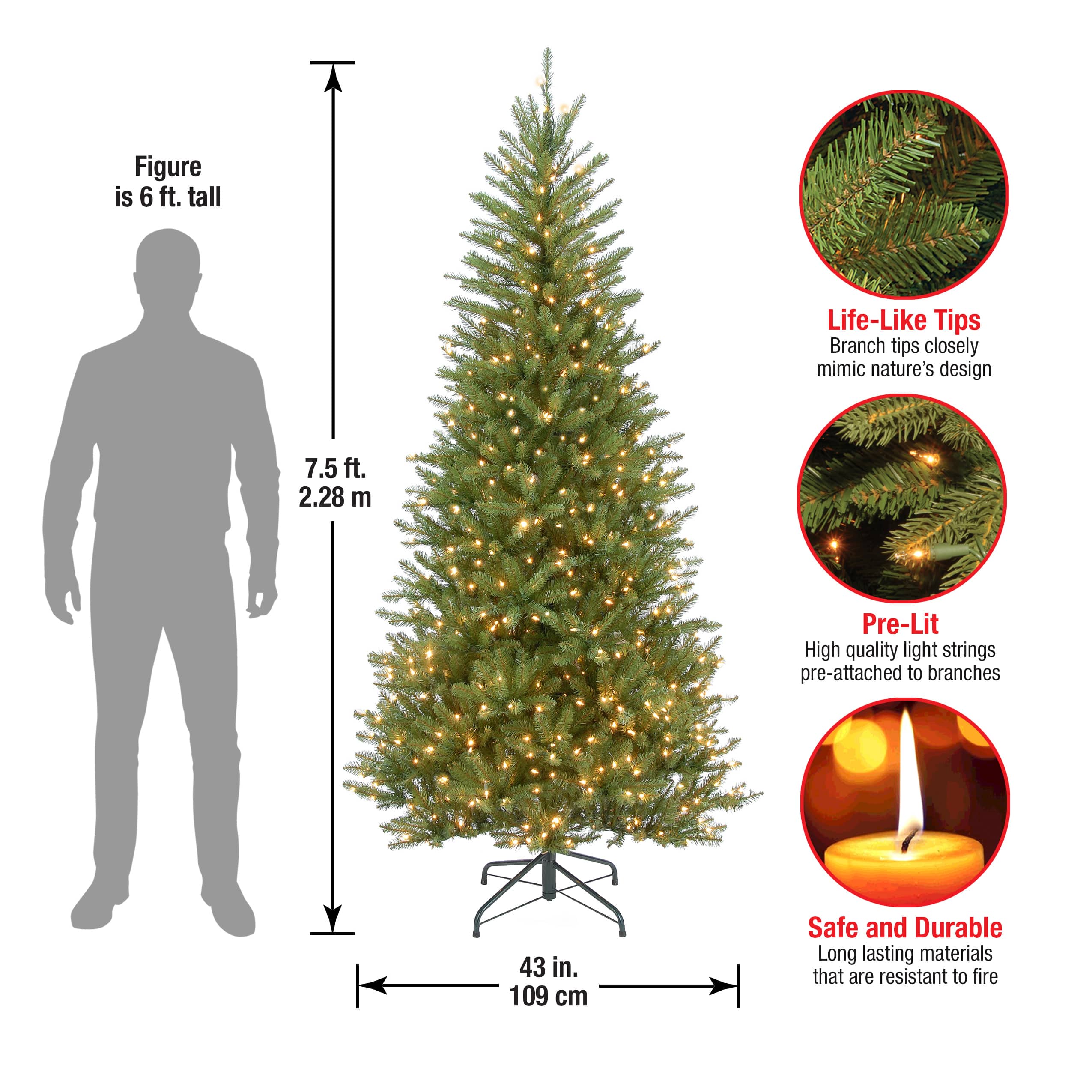 ft. Pre-Lit Dunhill® Fir Slim Artificial Christmas Tree
