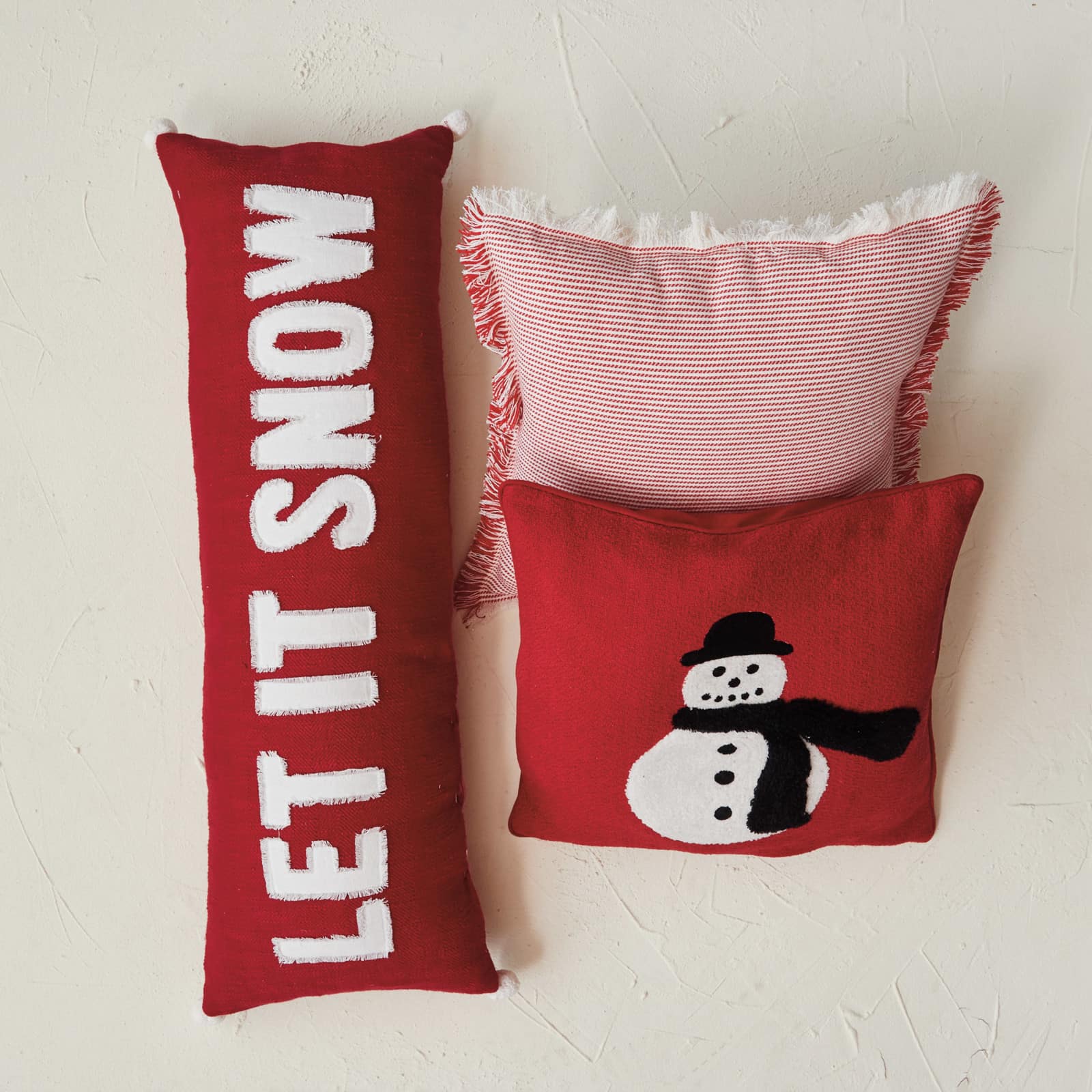 Hello Honey® 18" Red & White Woven Stripes Throw Pillow with Fringe Edges