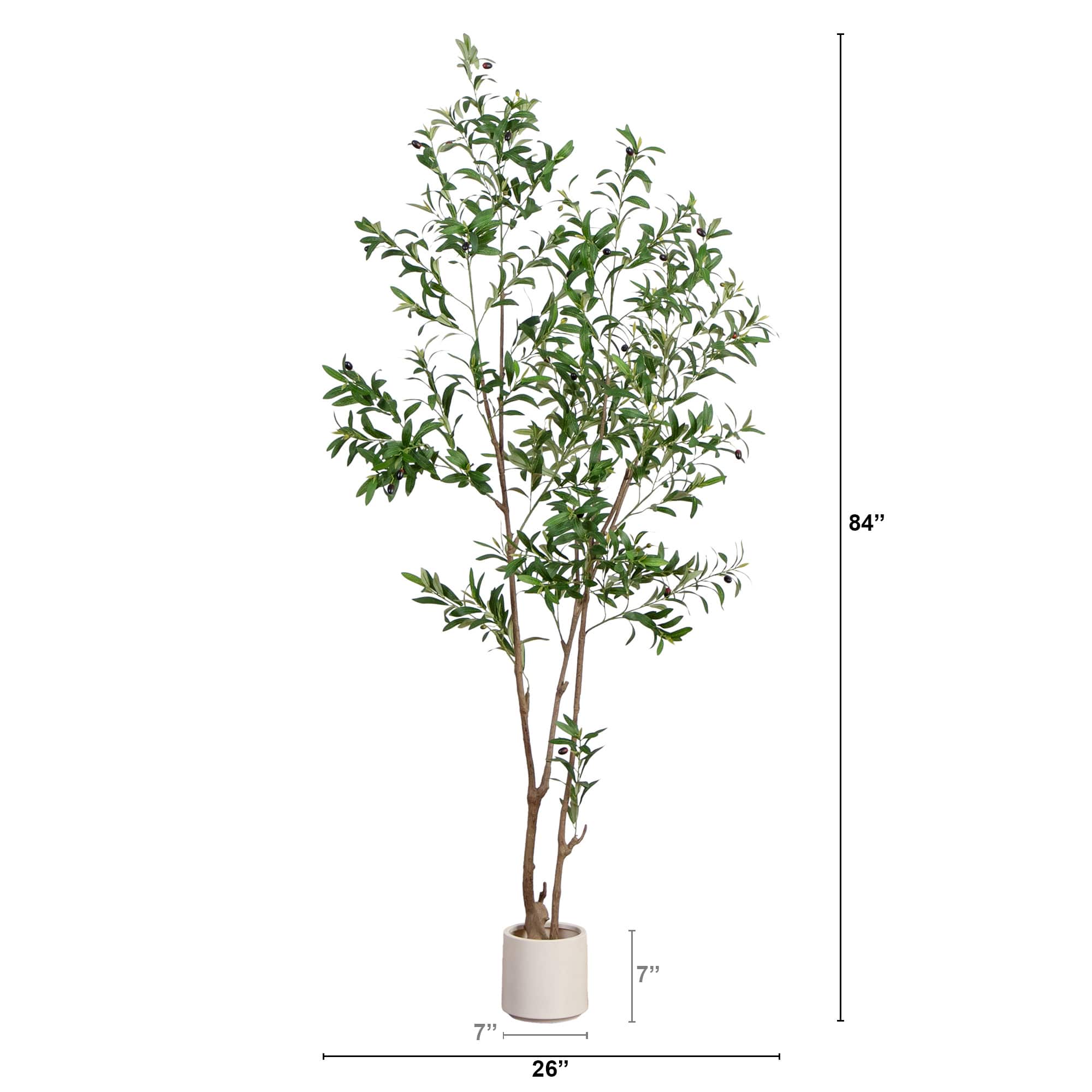 Artificial Minimalist Olive Tree in White Decorative Planter