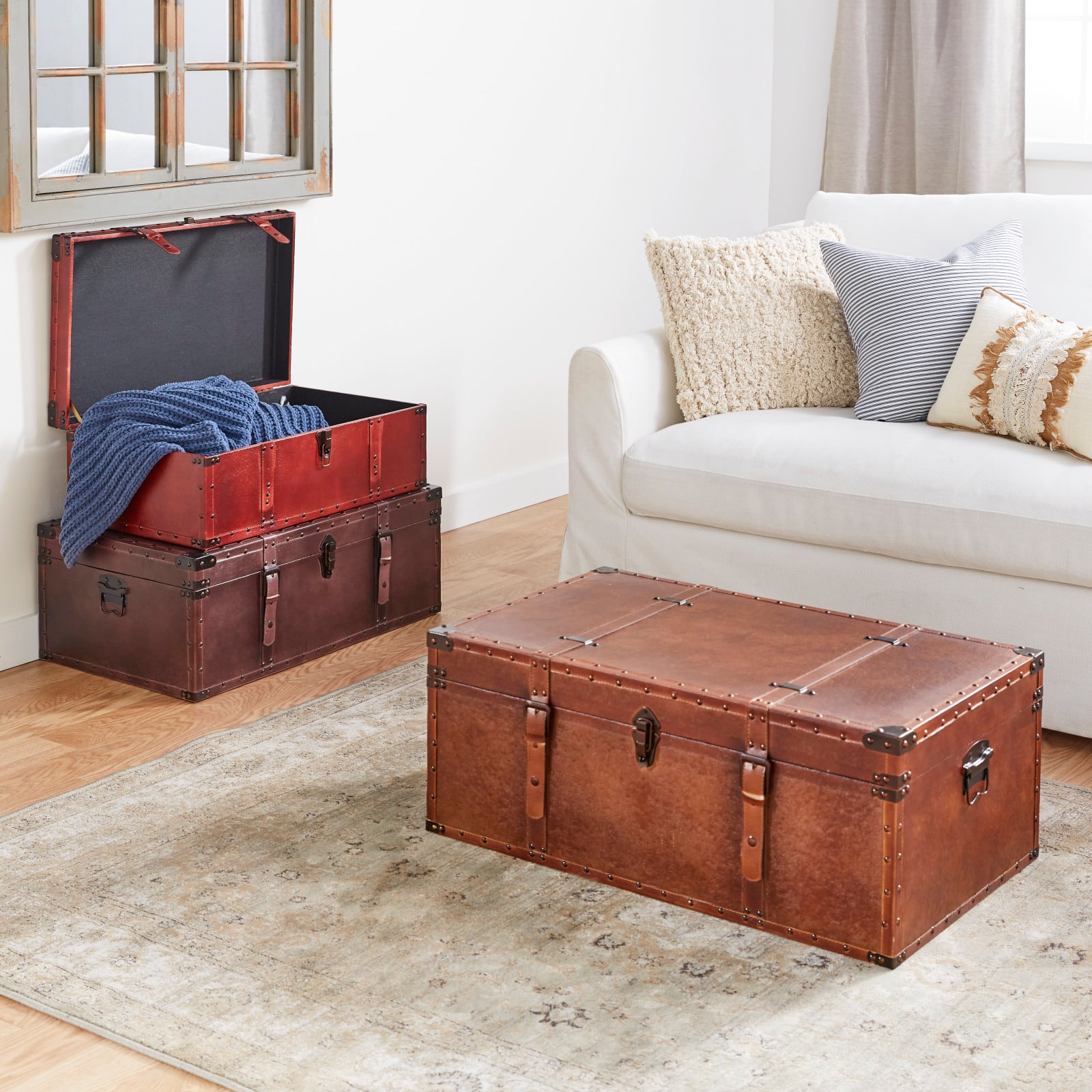 Set of 3" Brown Wood Rustic Trunk, 32", 29", 26"